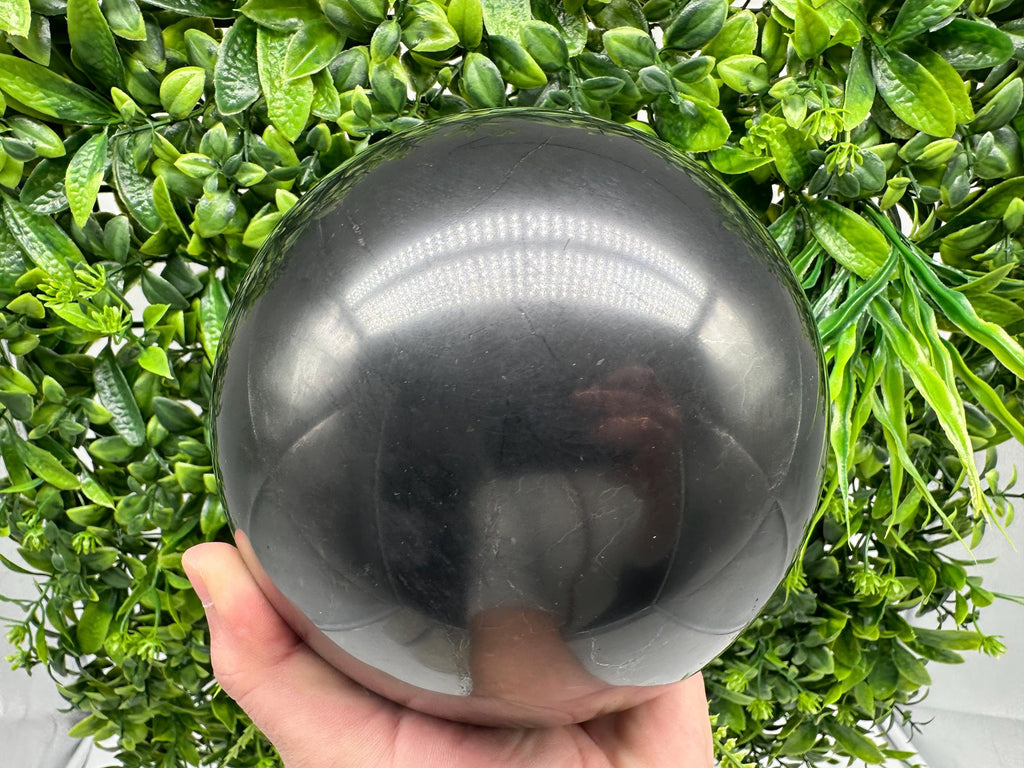 Large 15cm Shungite Sphere: Polished EMF Protection Crystal