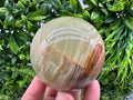 Green Onyx Crystal Sphere: Banded Calcite Healing Stone (5cm)