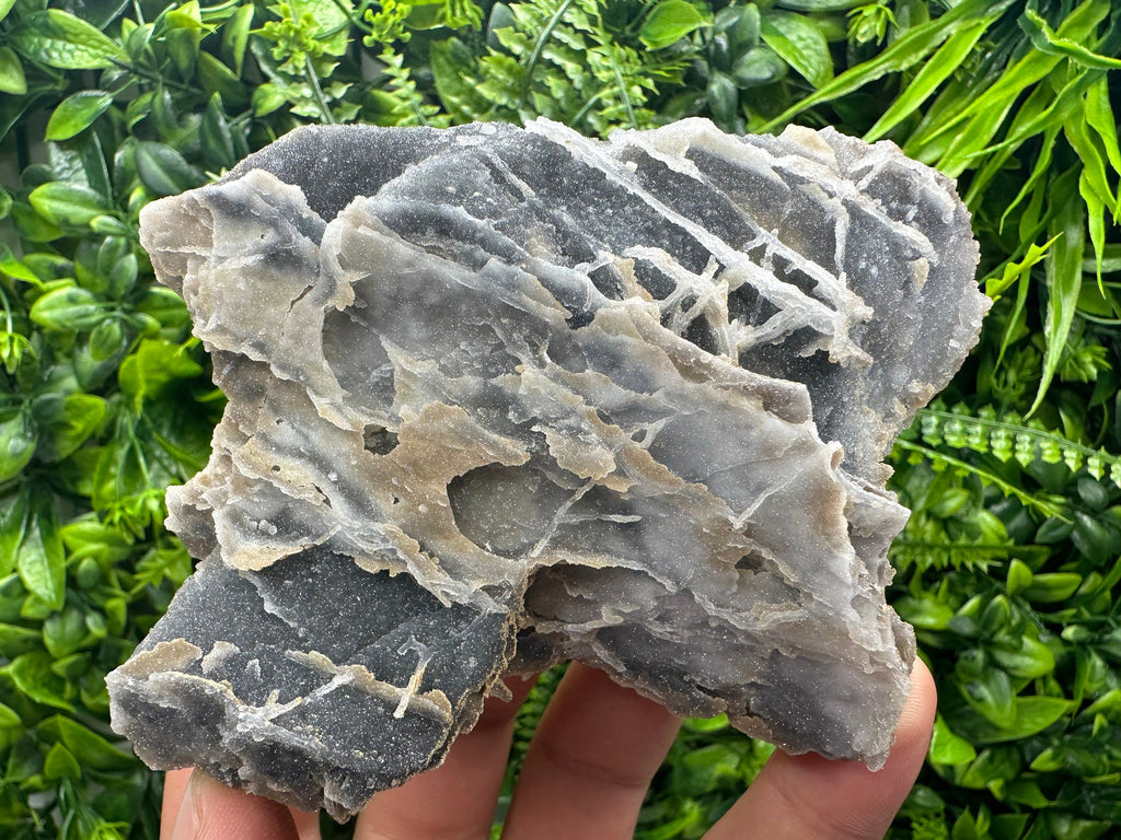 Blue Chalcedony Quartz with Chlorite Inclusions, Bulgaria Mineral Specimen