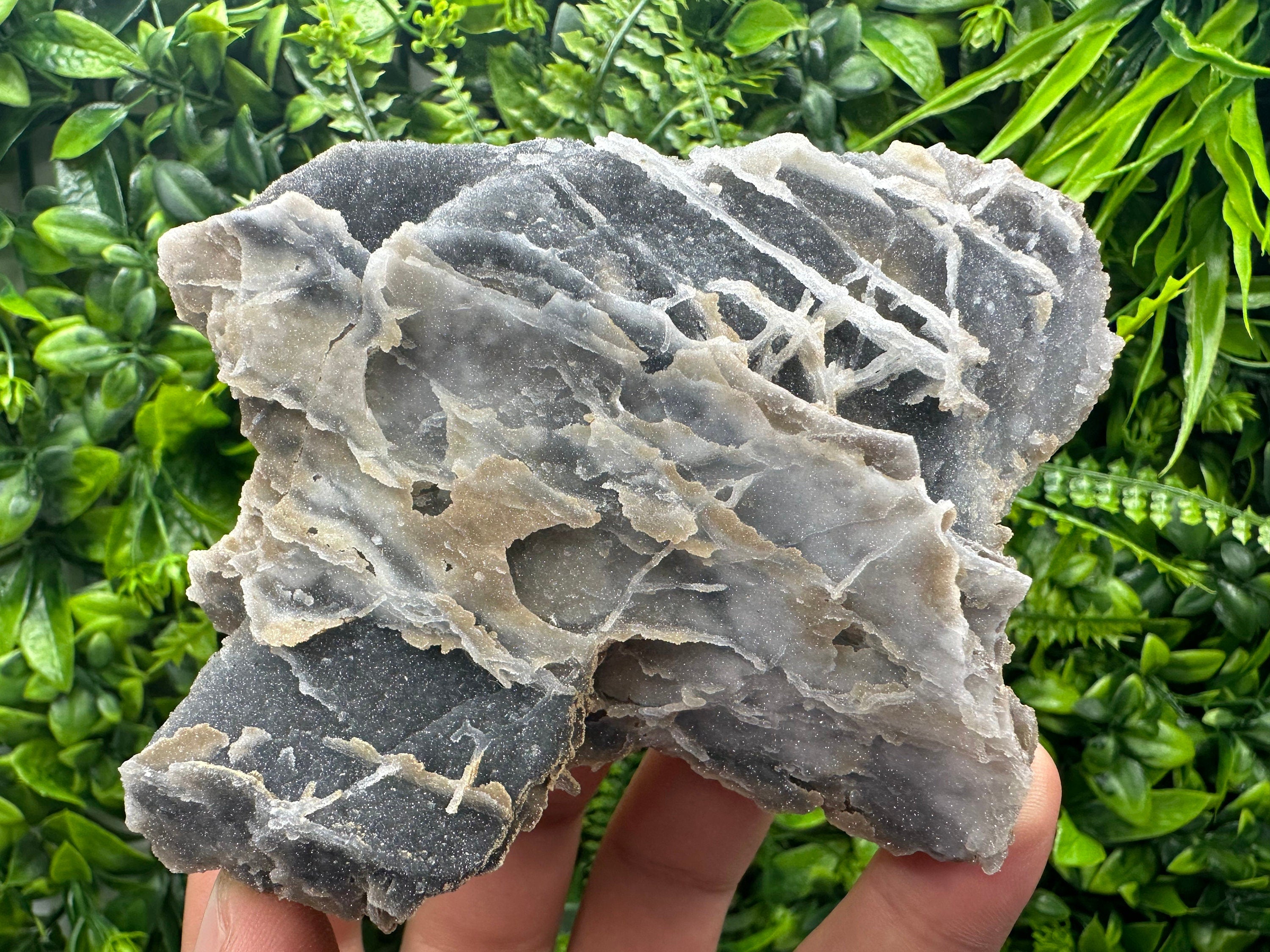 Blue Chalcedony Quartz with Chlorite Inclusions, Bulgaria Mineral Specimen