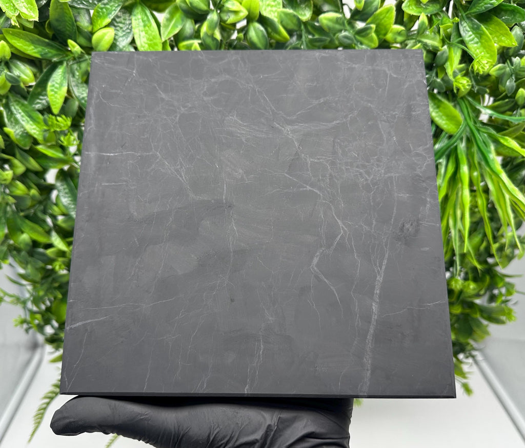 ONE(1) Original shungite TILLE20/20cm.from Russia(Karelia)Unpolished with rounded edges,Shungite Plate | Shungite Tille with certificate