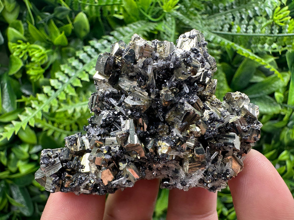 Rainbow Pyrite with Sphalerite and Quartz, Borieva Mine Mineral Specimen
