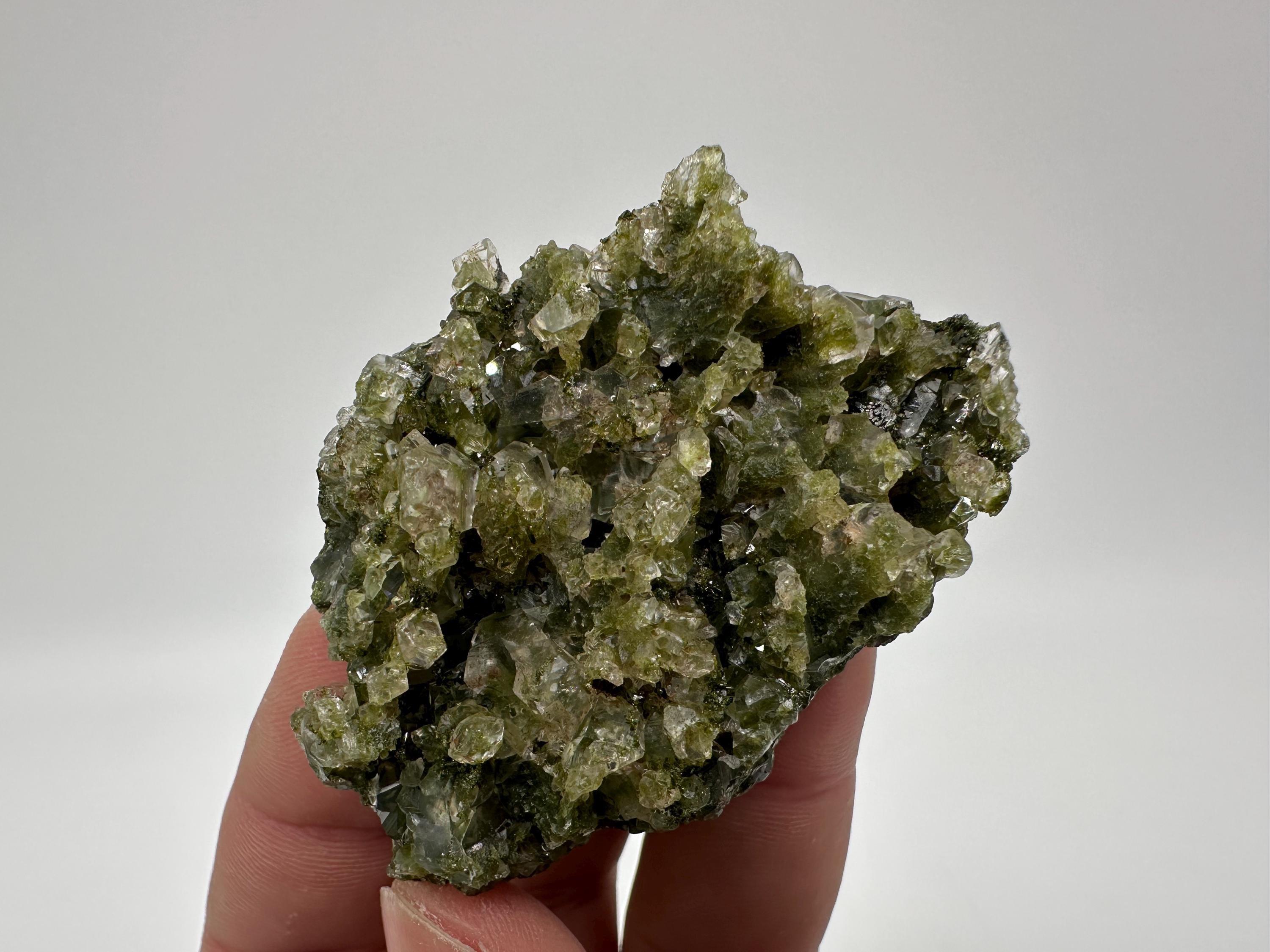 Rare Green Epidote with Quartz Crystals, Eastern Anatolian Mineral Specimen