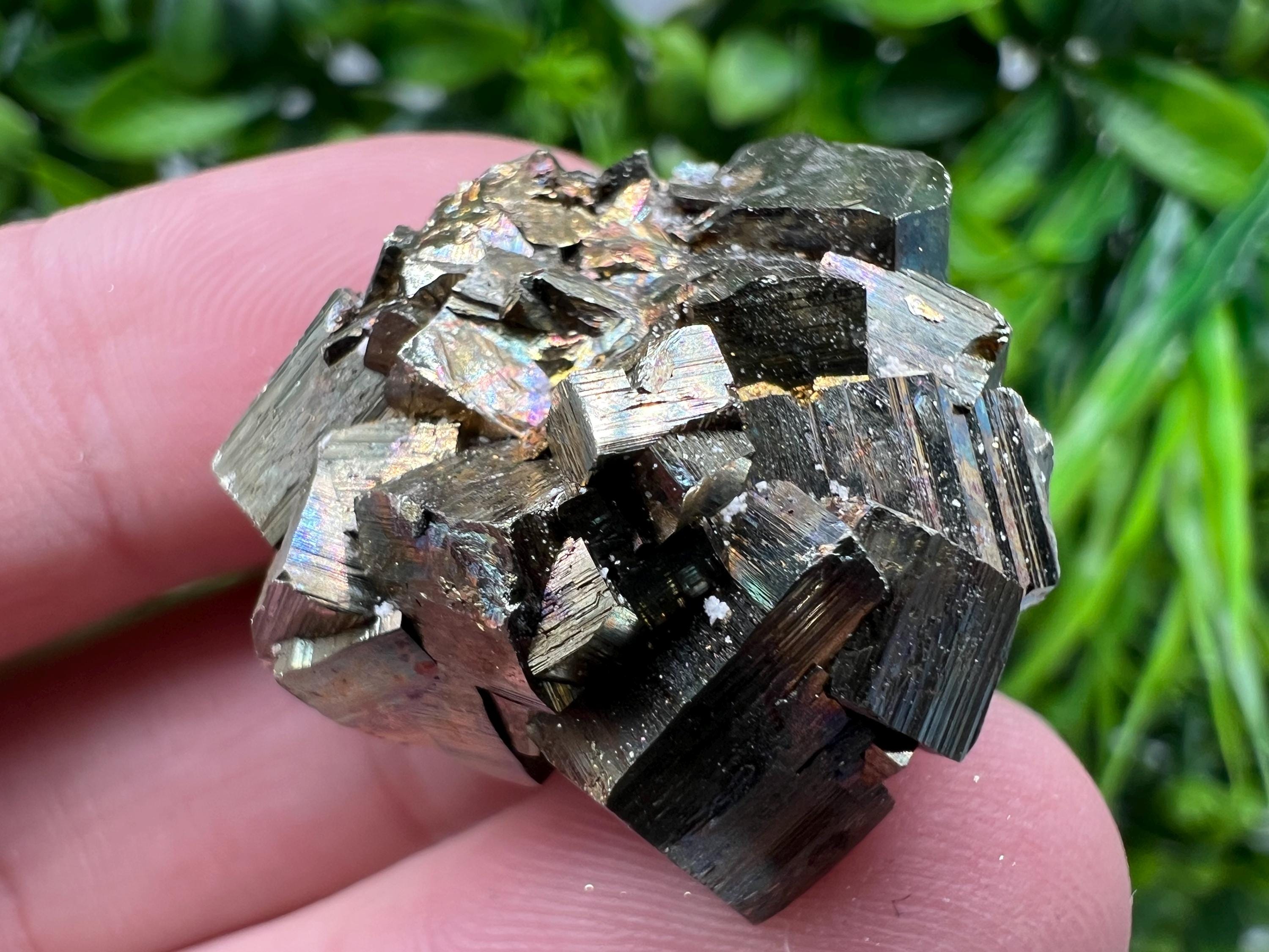 Rainbow Pyrite with Calcite, Natural Crystal Mineral Decor, Borieva Bulgaria