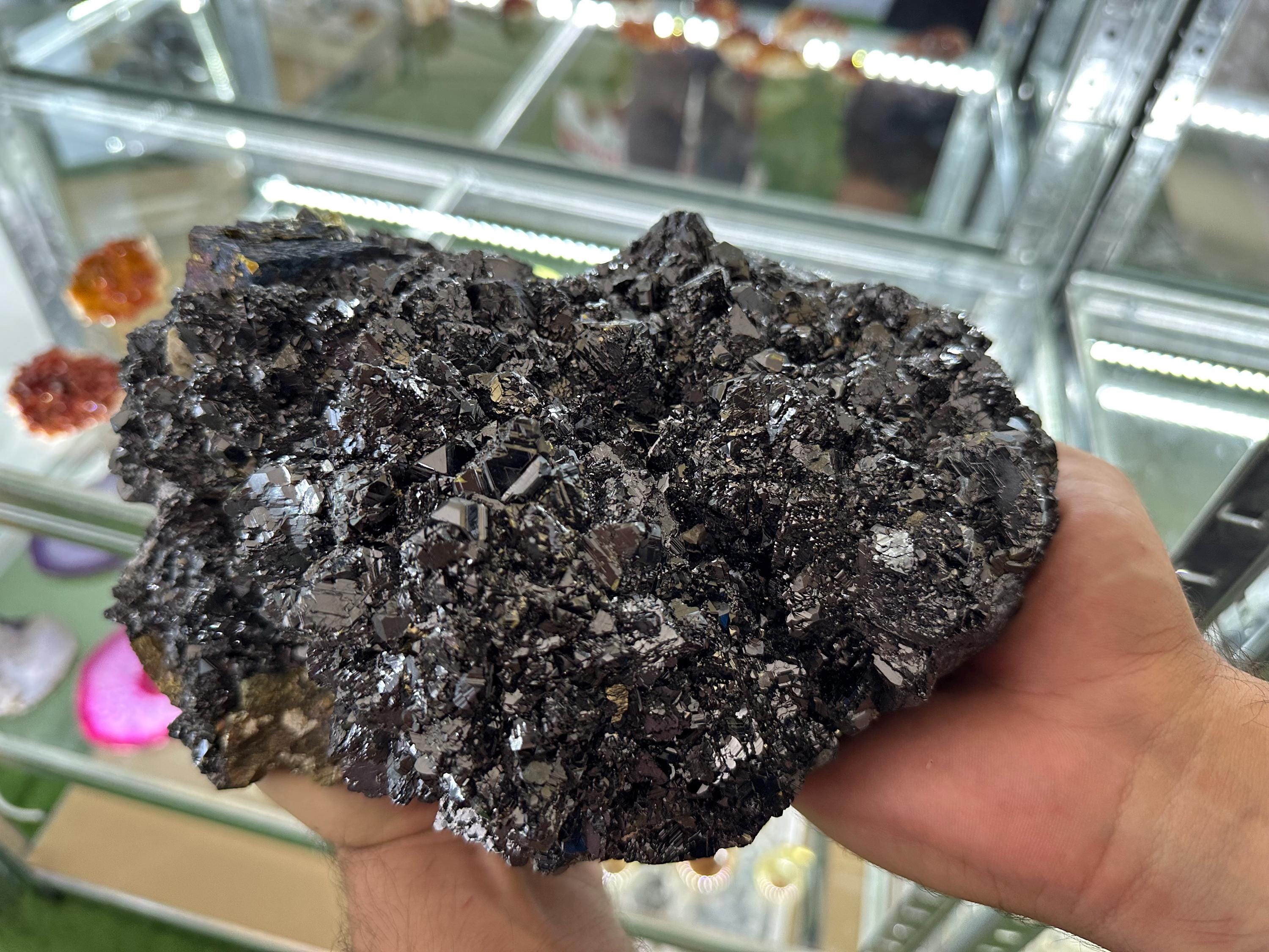 EXTRA LARGE,Incredible Black Sphalerite whit Chalcopyrite,Pyrite,Bornite,Covelline from Borieva mine,Madan,Bulgaria,collection specimen,gift