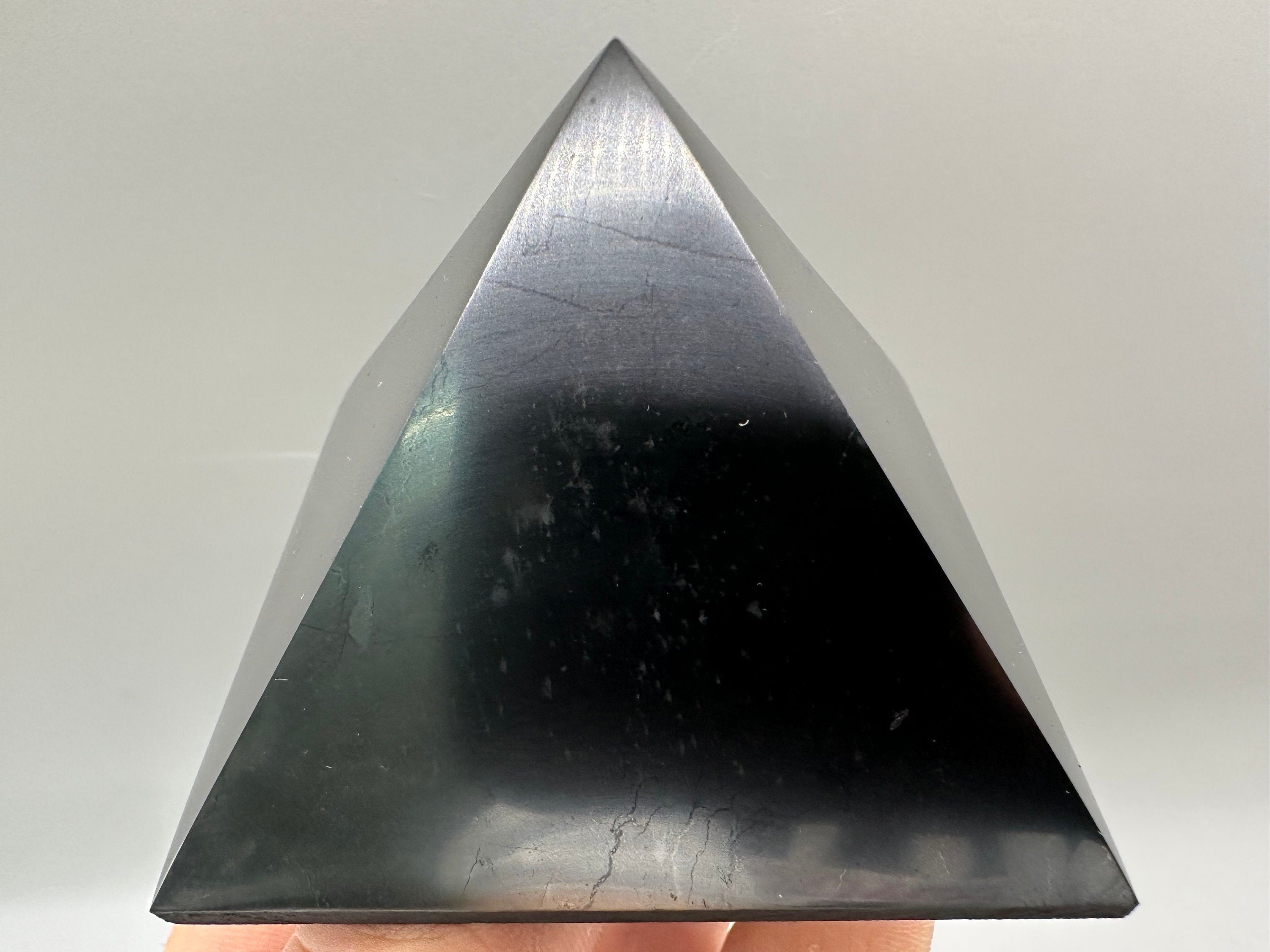 Shungite Crystal Pyramid (7cm): EMF & 5G Protection, Healing Stone