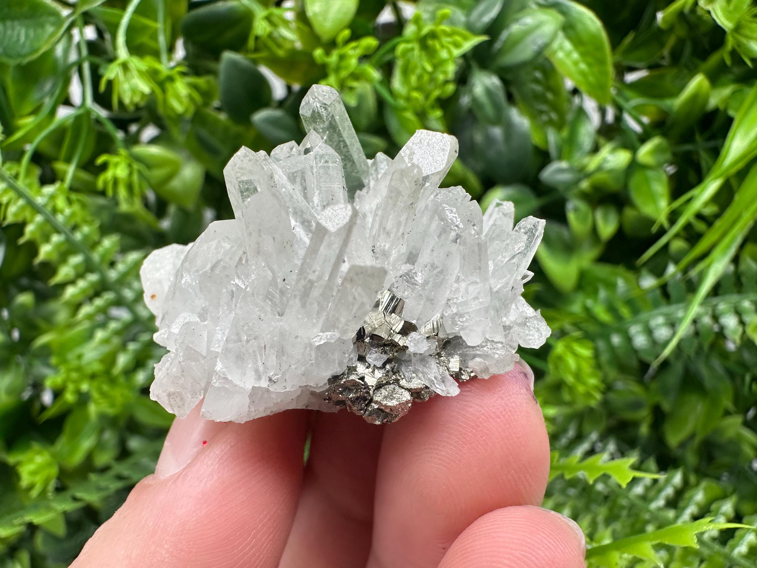 Pyrite on Green Quartz, Bulgaria Mineral Specimen, Home Decor Stone