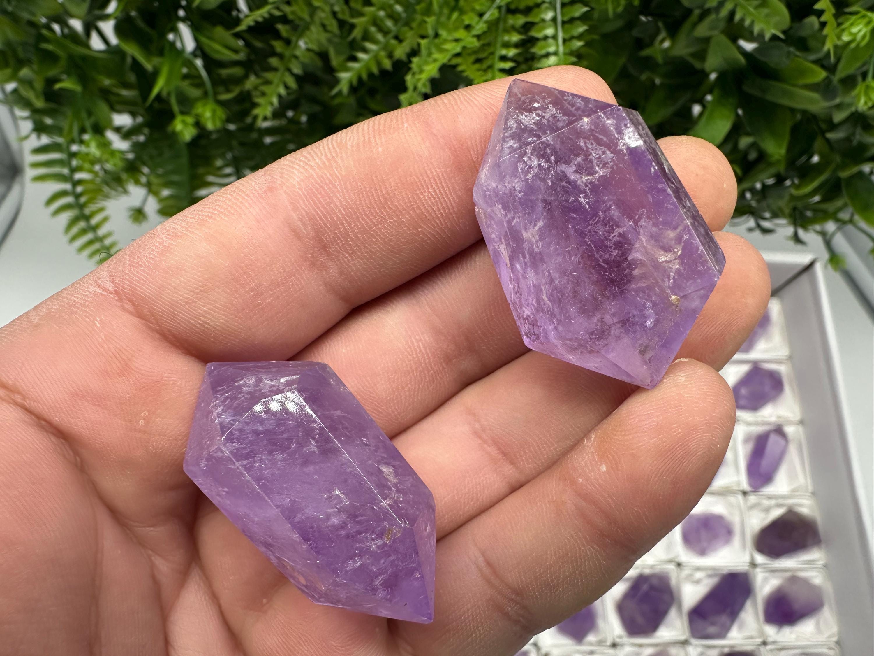 Brazilian Amethyst Point, Cathedral Crystal, Deep Purple,Double sprouted