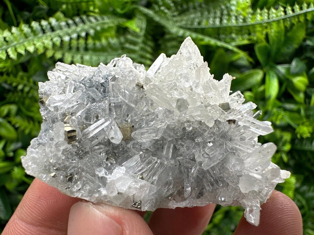 Pyrite on Needle Quartz: Borieva Mine Crystal Decor (6/4/3 cm)