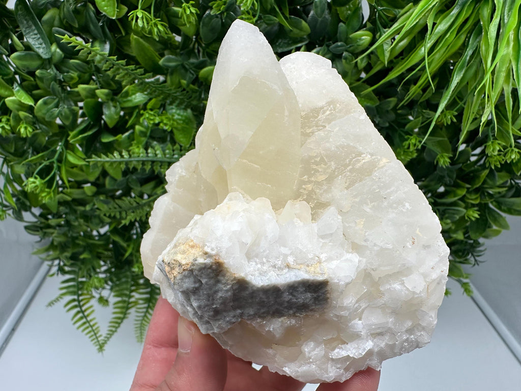 Calcite on Green Quartz: Laki Bulgaria Healing Crystal