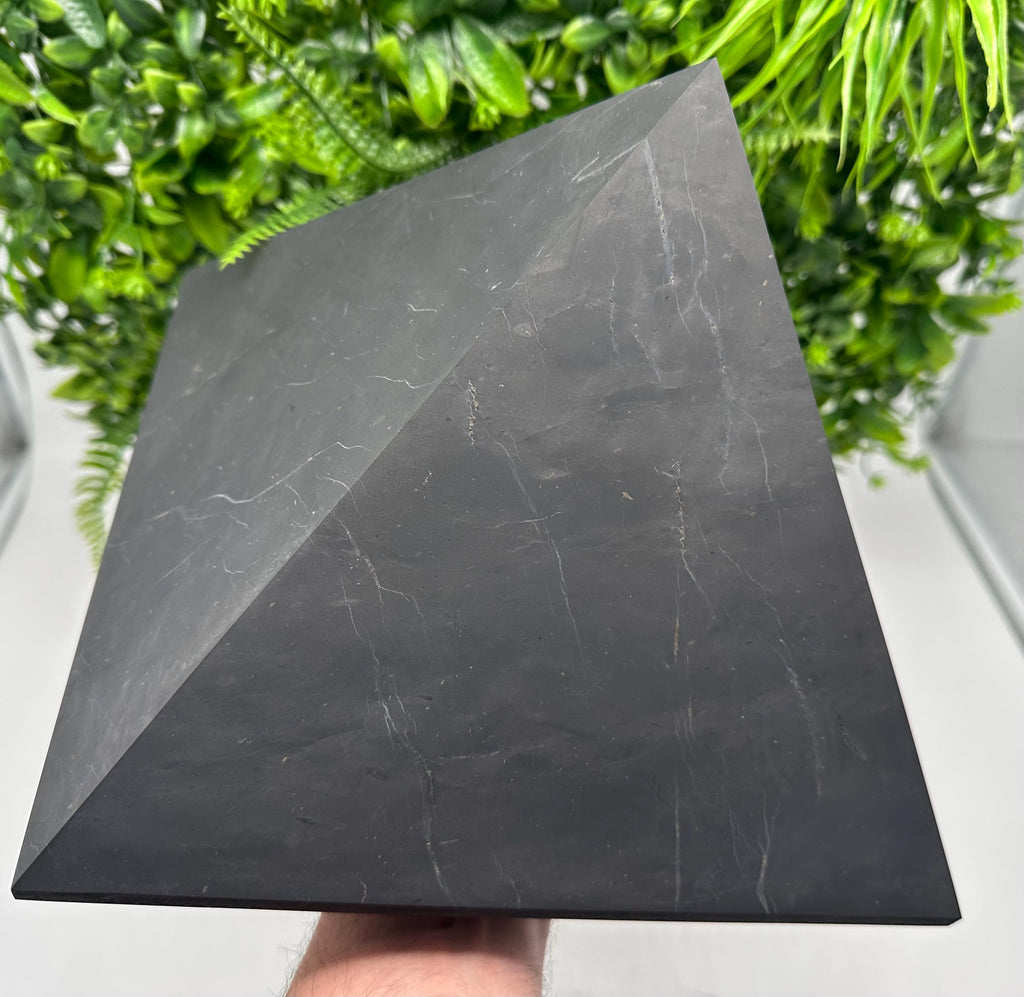 Large Unpolished Shungite Pyramid: EMF Protection, Sacred Stone (25cm)