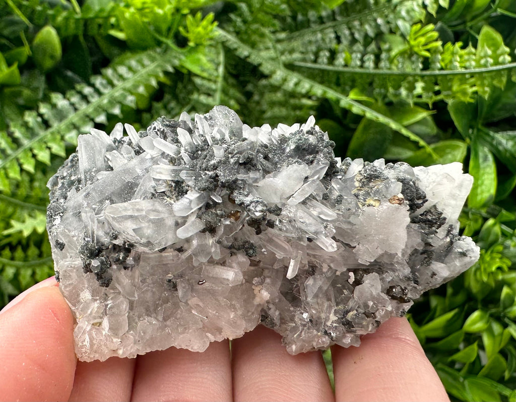 Quartz with Calcite and Chlorite: Borieva Mine Crystal Souvenir