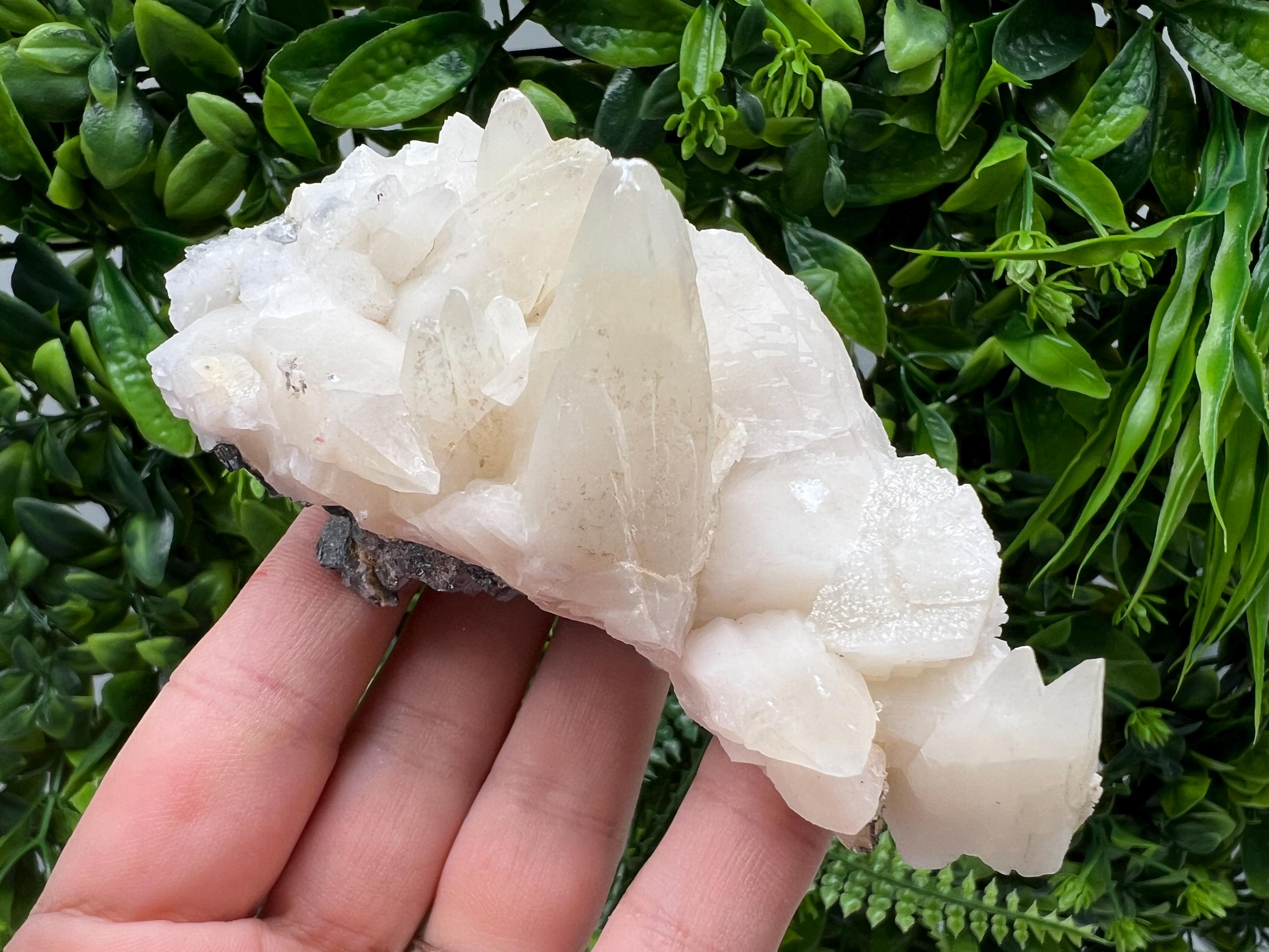 Bulgarian Calcite on Green Quartz, Laki Djurcovo Mine