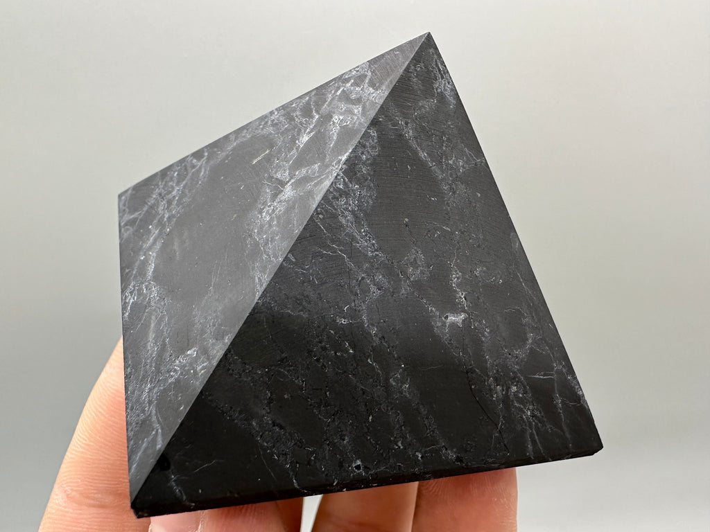 Shungite Pyramid (7cm): EMF & 5G Protection, Healing Crystal