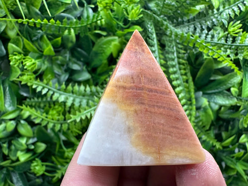 Banded Calcite Onyx Pyramid: Multi Green Marble Healing Crystal (3.5/3.5)