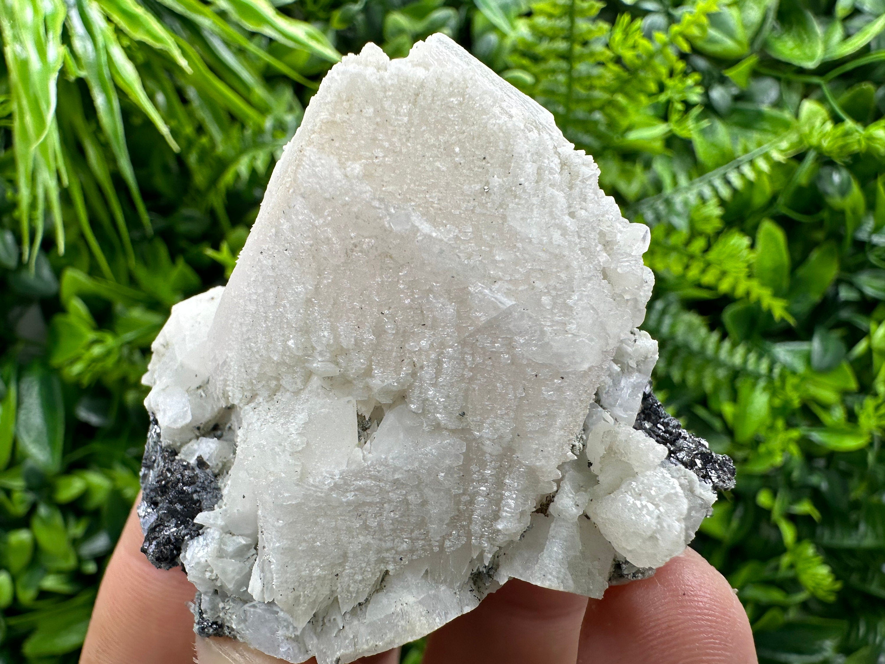 Calcite on Galena Mineral Specimen, Bulgaria Crystal Decor