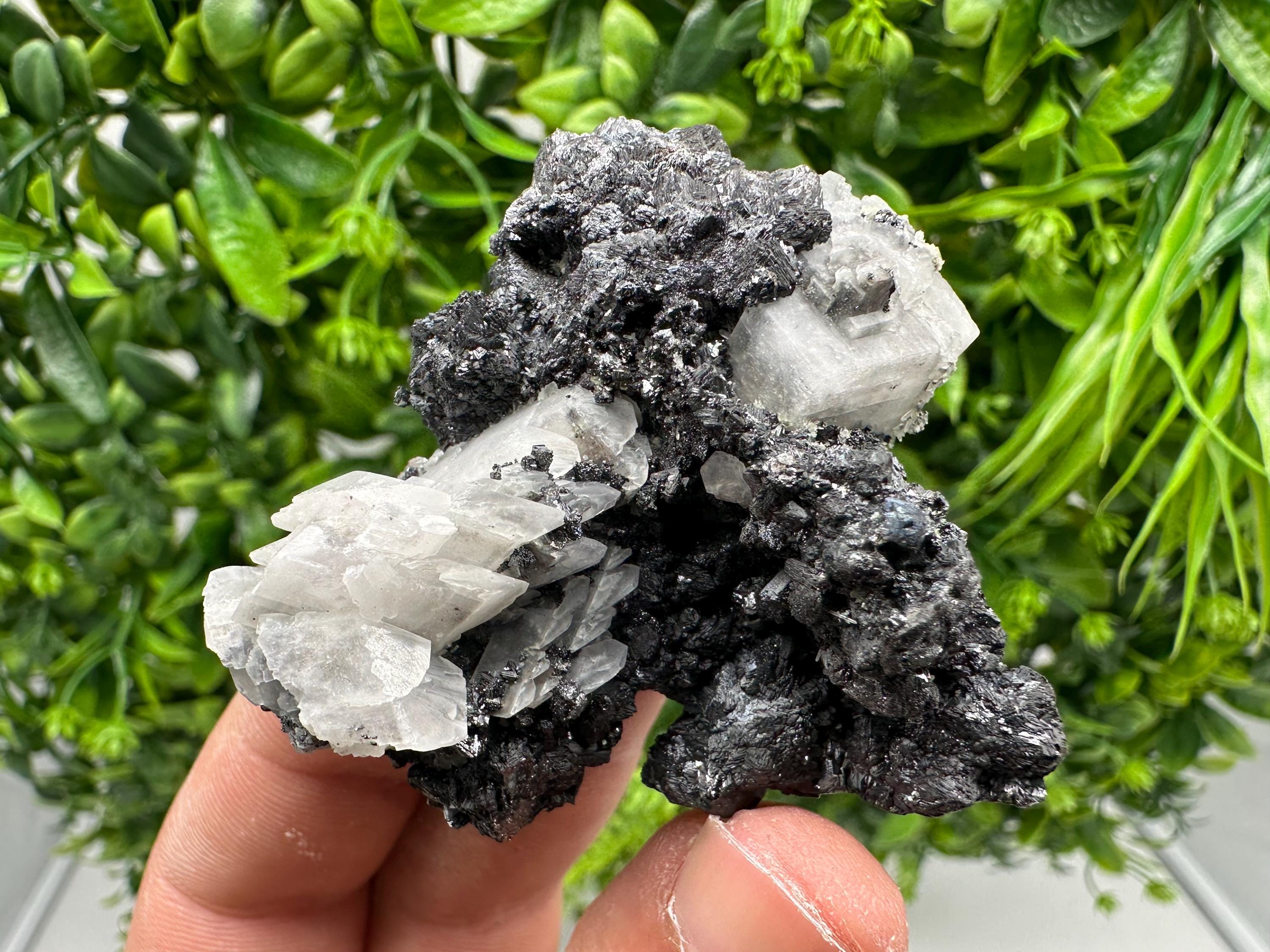 Natural Sphalerite with Calcite, Borieva Mine Mineral Crystal