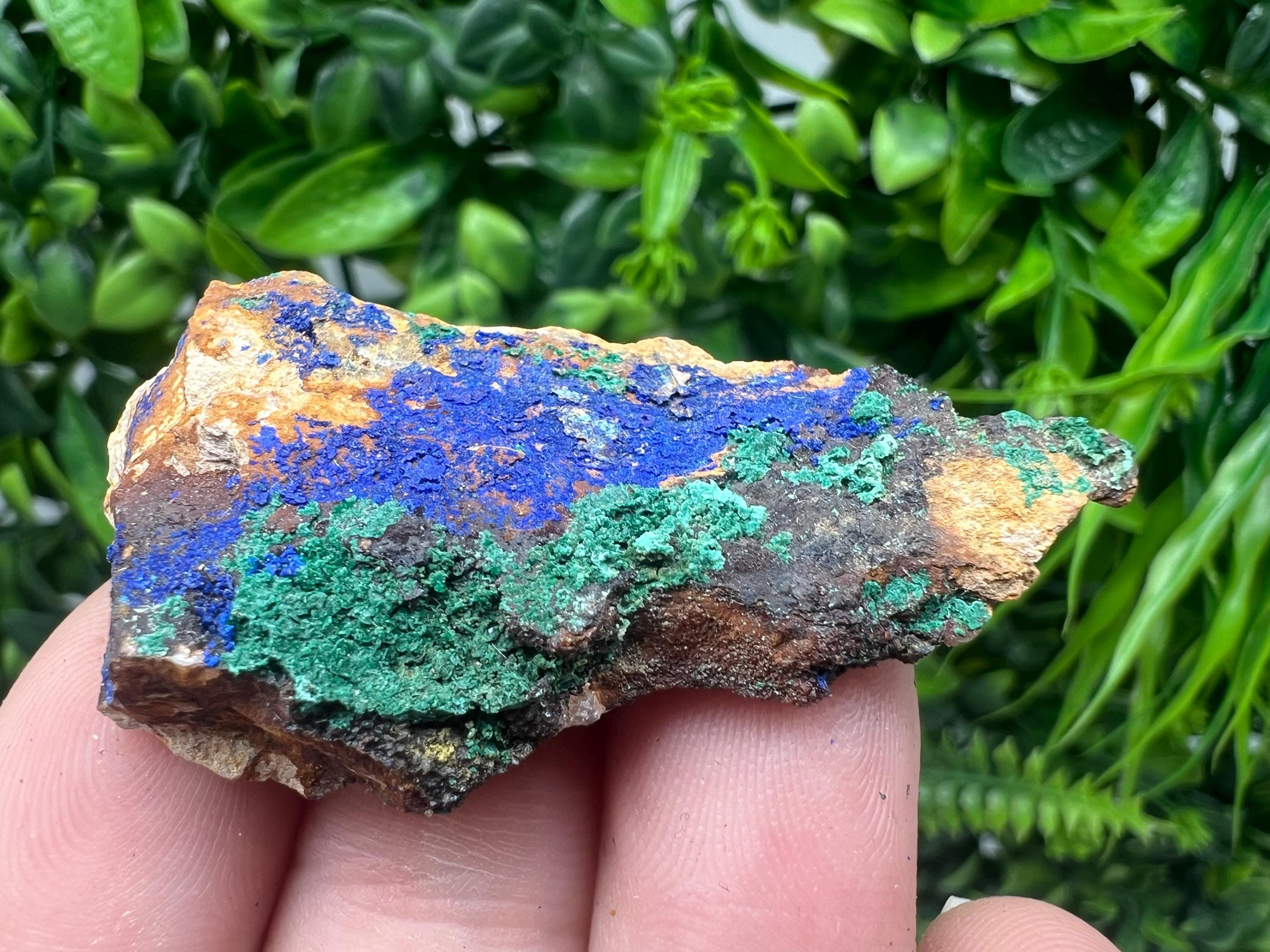 Azurite Malachite Mineral Specimen: Moroccan Blue Green Crystal, Home Decor