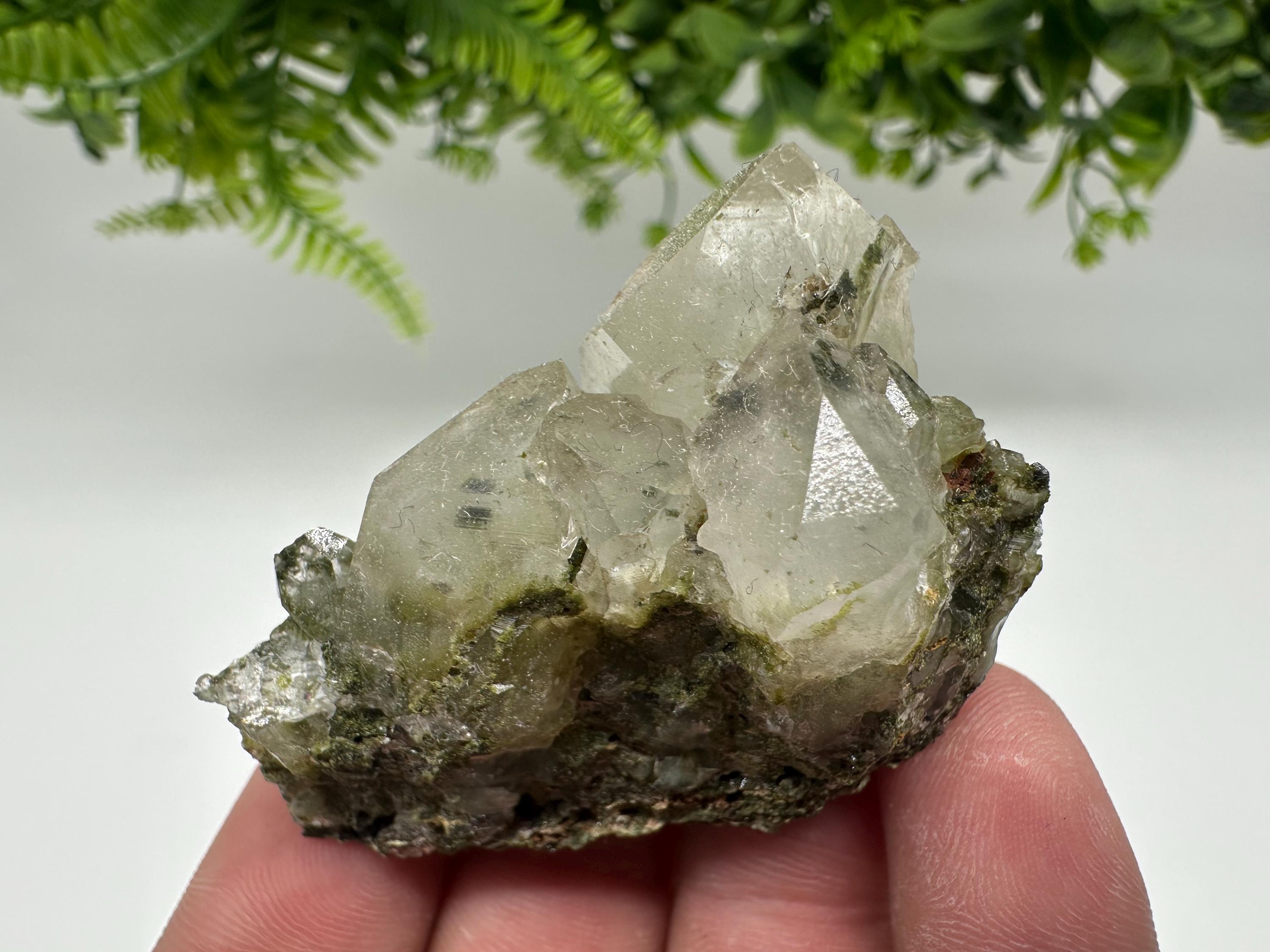 Rare Green Epidote Quartz Crystal Cluster - Eastern Anatolian Turkey