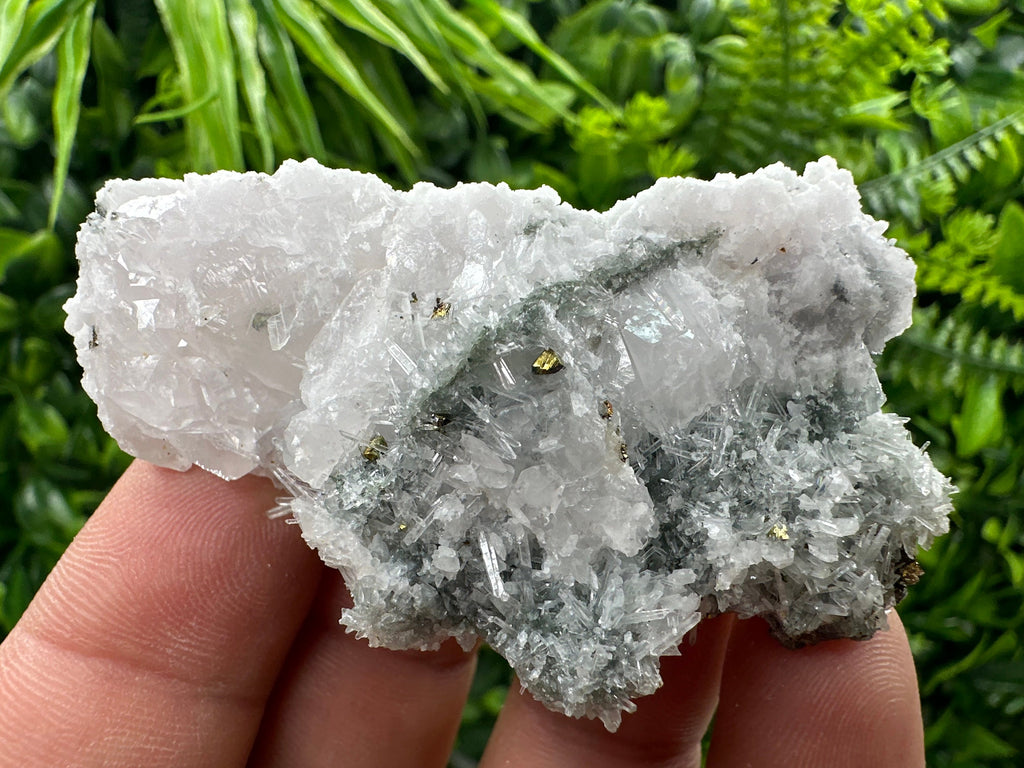 Calcite with Chalcopyrite on Quartz Needles, Borieva Bulgaria