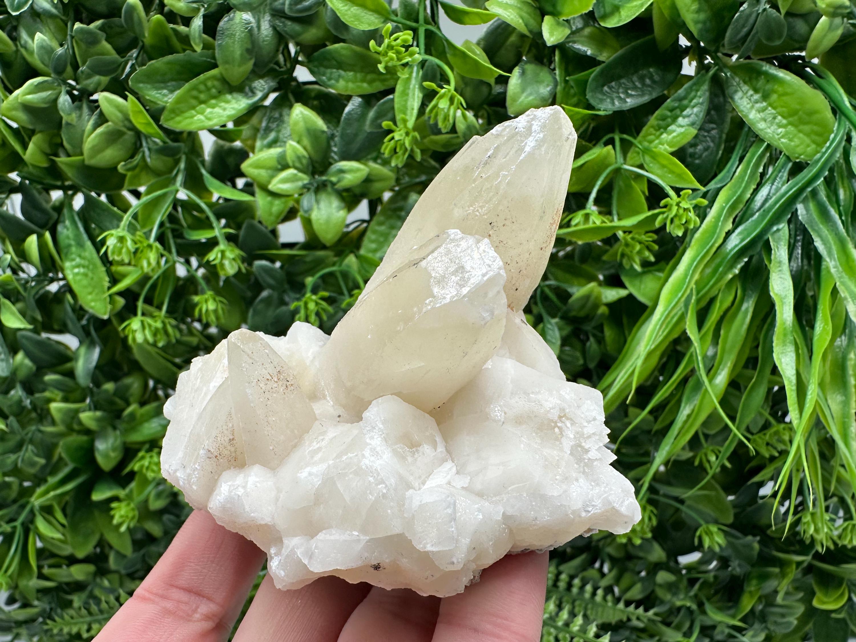 Calcite on Green Quartz: Laki Bulgaria Healing Crystal