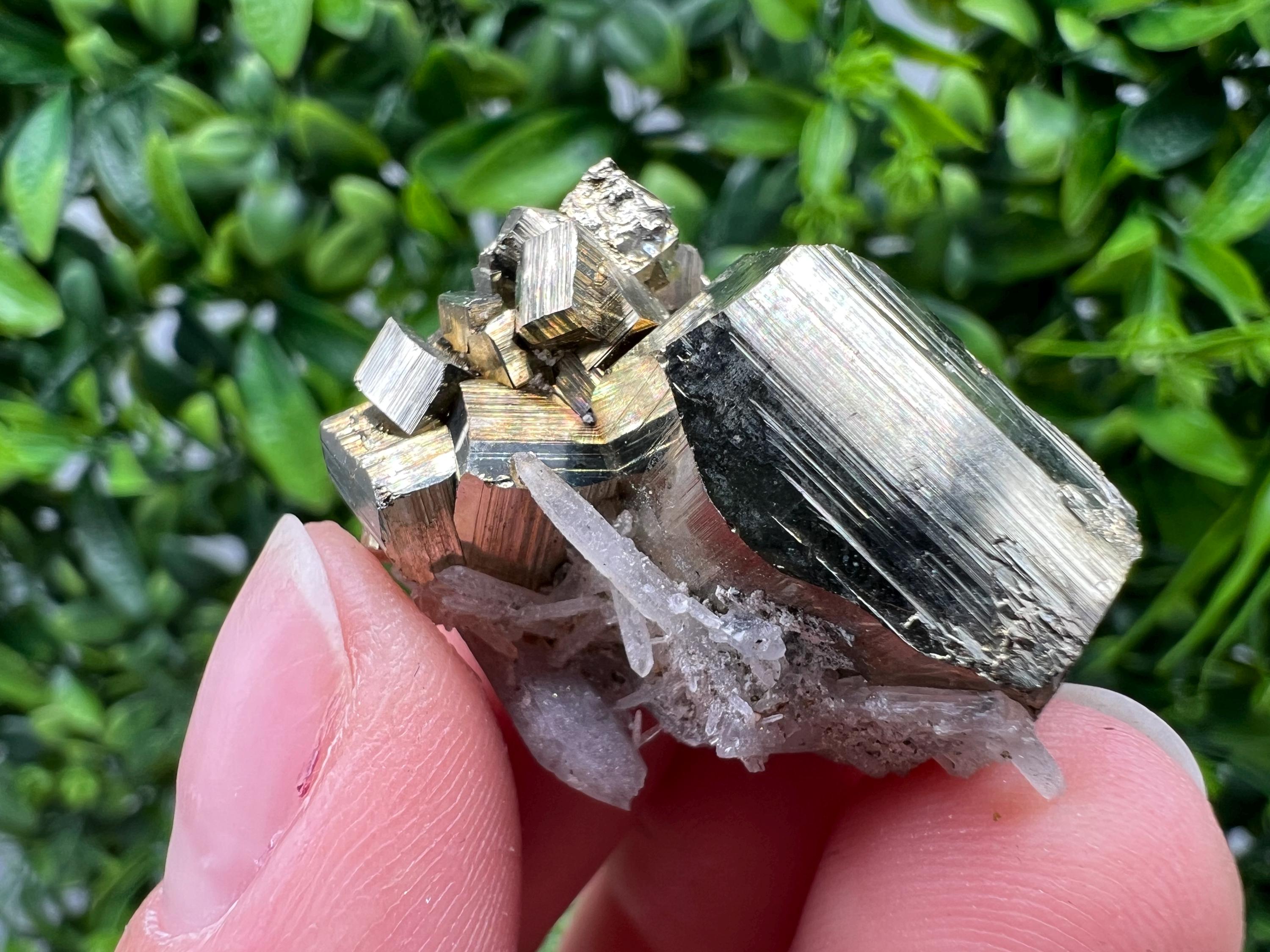 Wonderful Rainbow Pyrite whit Calcite,natural minerals souvenir Crystal,collection stone,rare minerals,home decor,Borieva Bulgaria