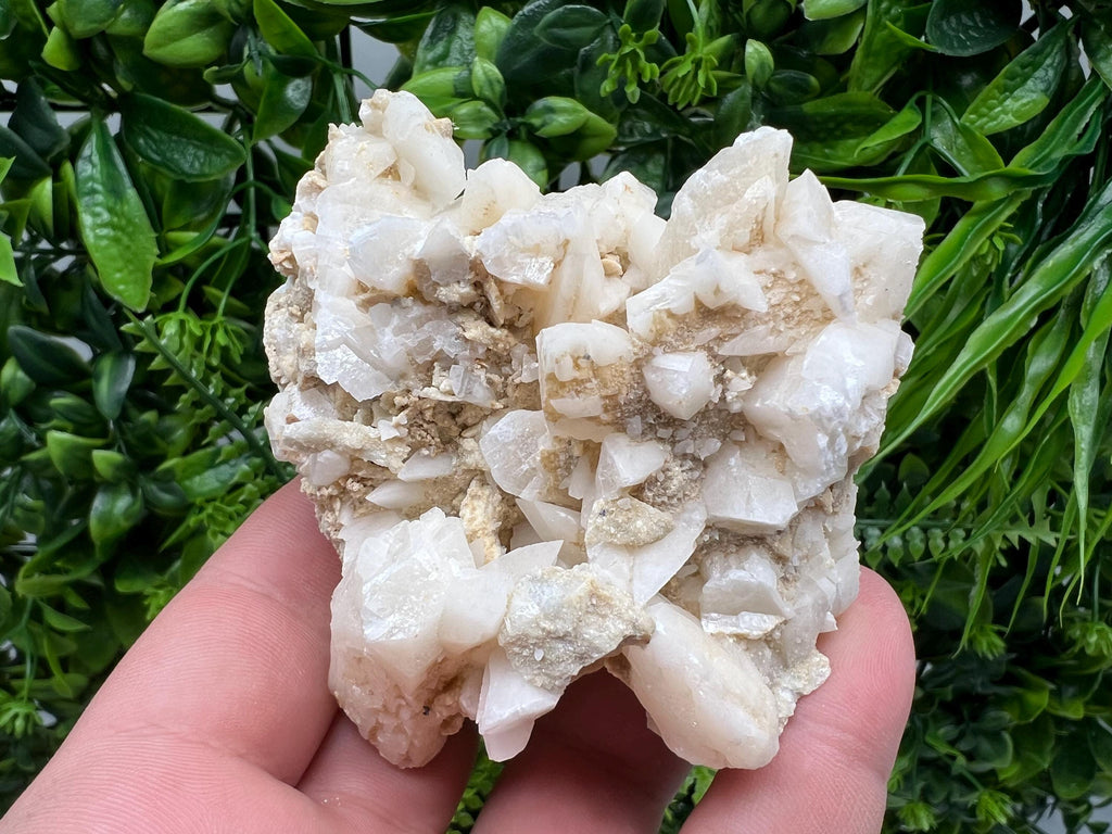 Calcite on Aragonite & Green Quartz: Djurcovo Mine, Bulgaria