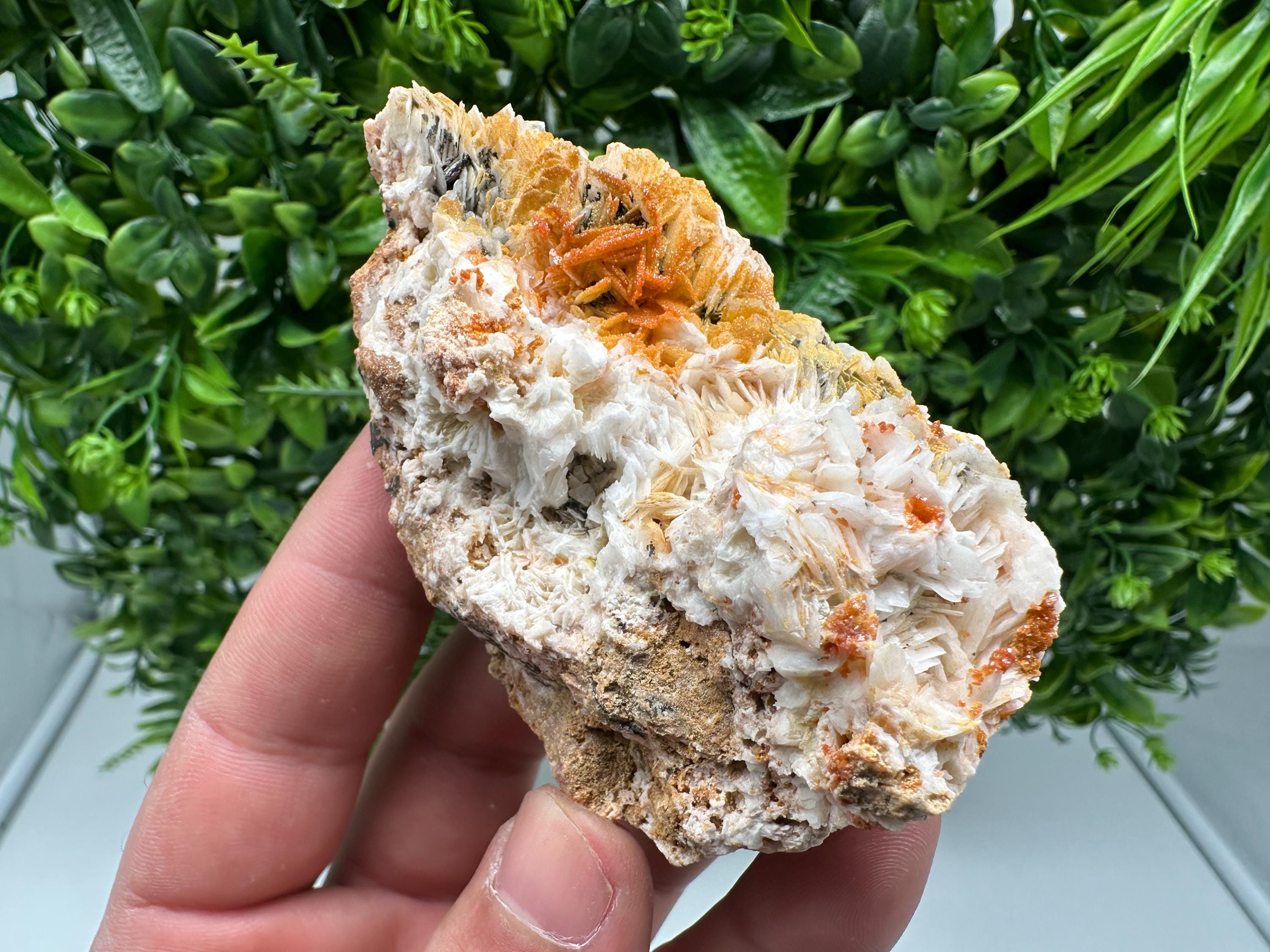 Red Vanadinite Crystal Cluster on Barite, Morocco Mineral Specimen