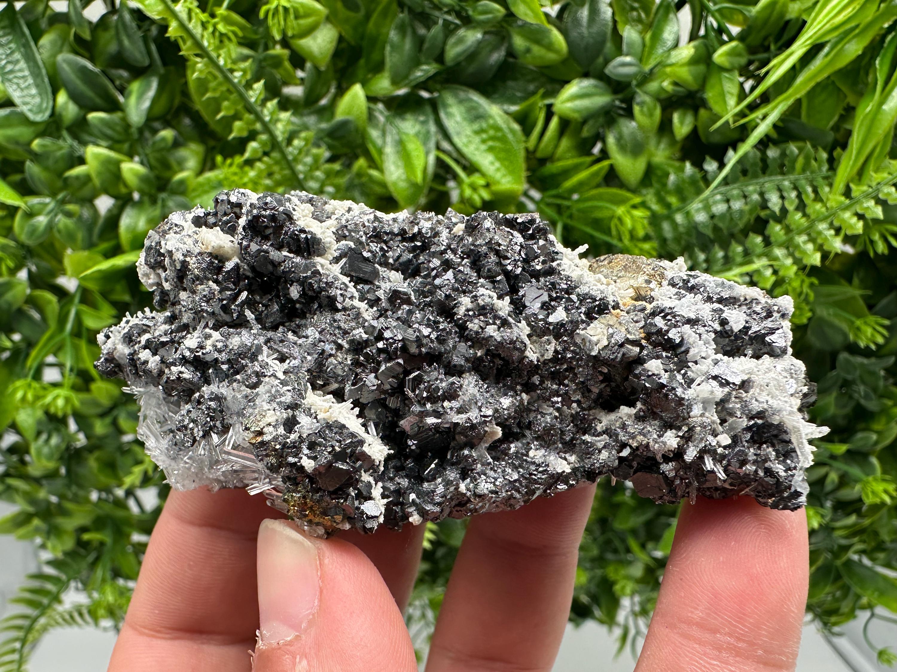 Rainbow Pyrite on Sphalerite and Quartz, Borieva Mine, Bulgaria