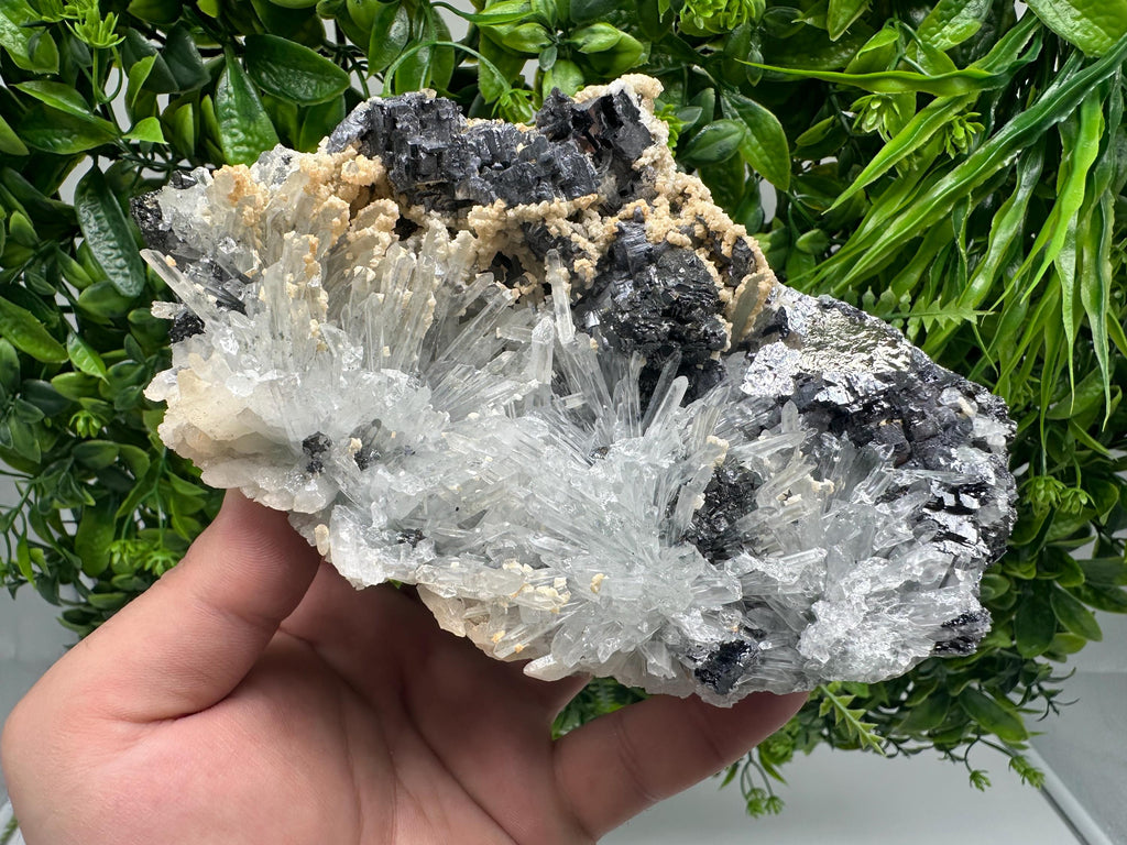 Galena Spinel Law on Quartz with Siderite, Krushev dol Mine, Bulgaria