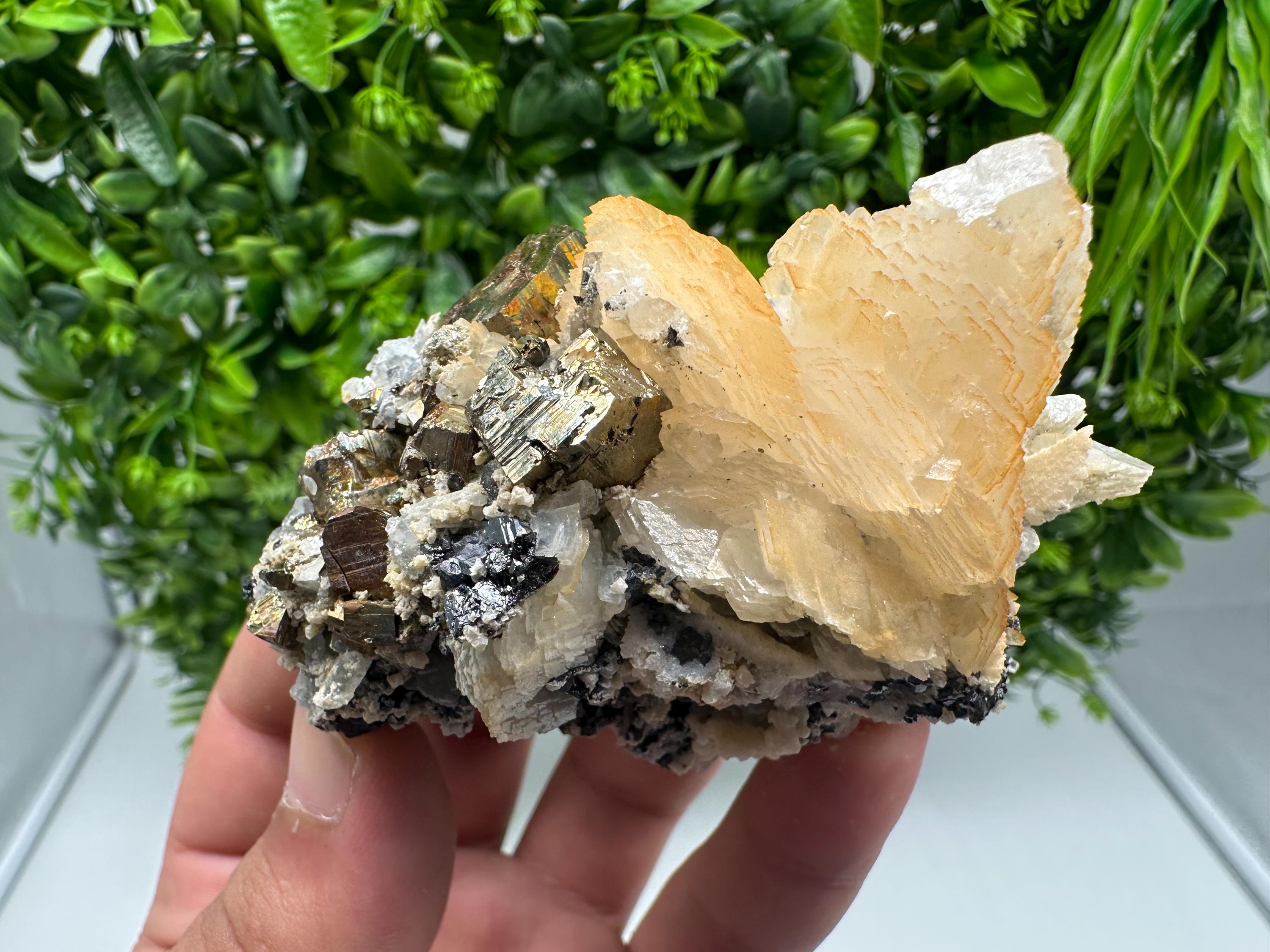 Stunning Pyrite on Quartz,Calcite from Borieva mine,Madan,Bulgaria,natural,collectible mineral specimen,home decor stone,collection crystal