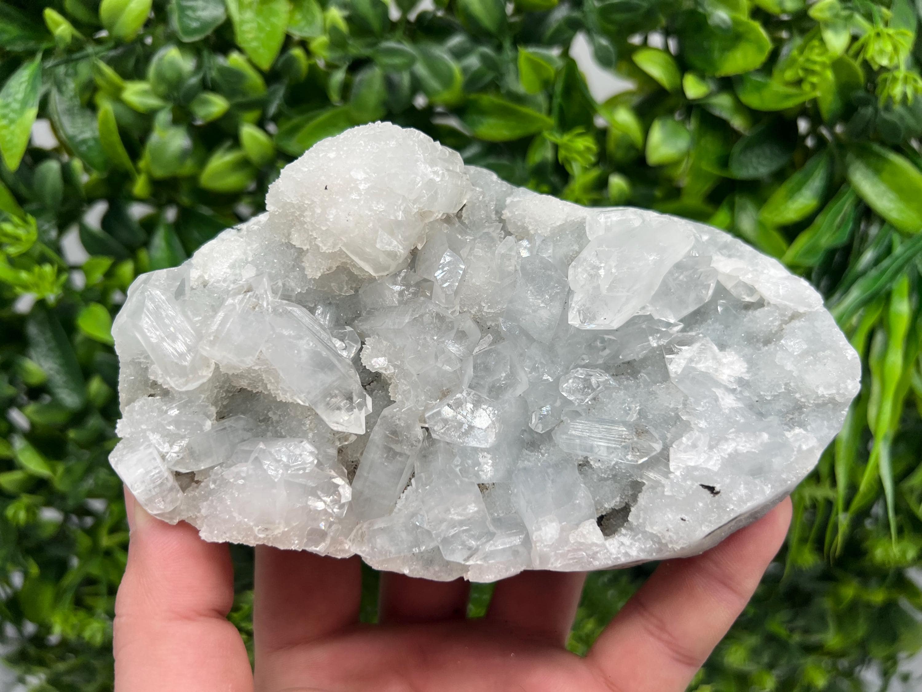 Transparent Apophyllite on Chalcedony, India Mineral Specimen