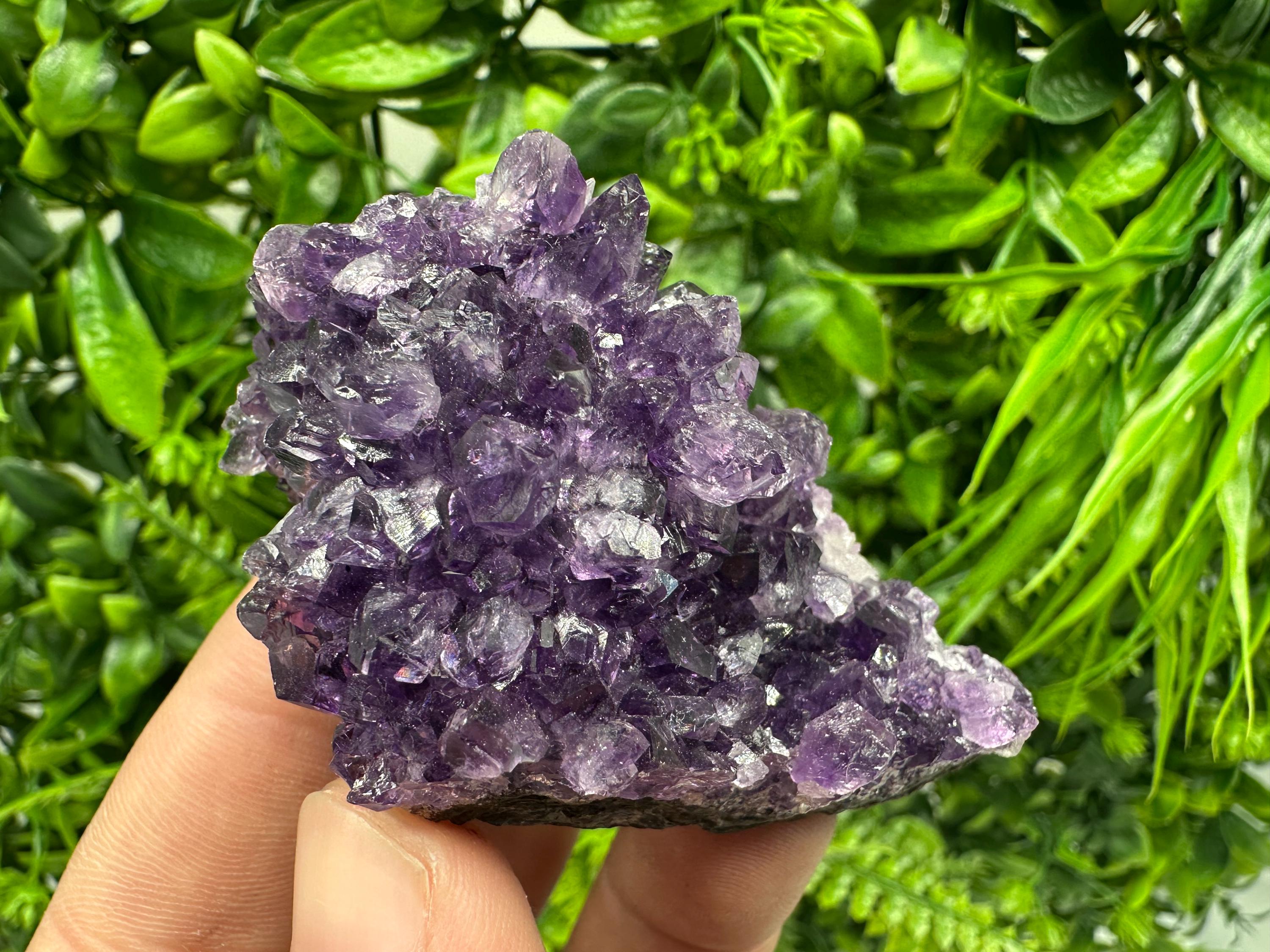 Natural Purple Amethyst Cluster from Uruguay: Home Decor Crystal