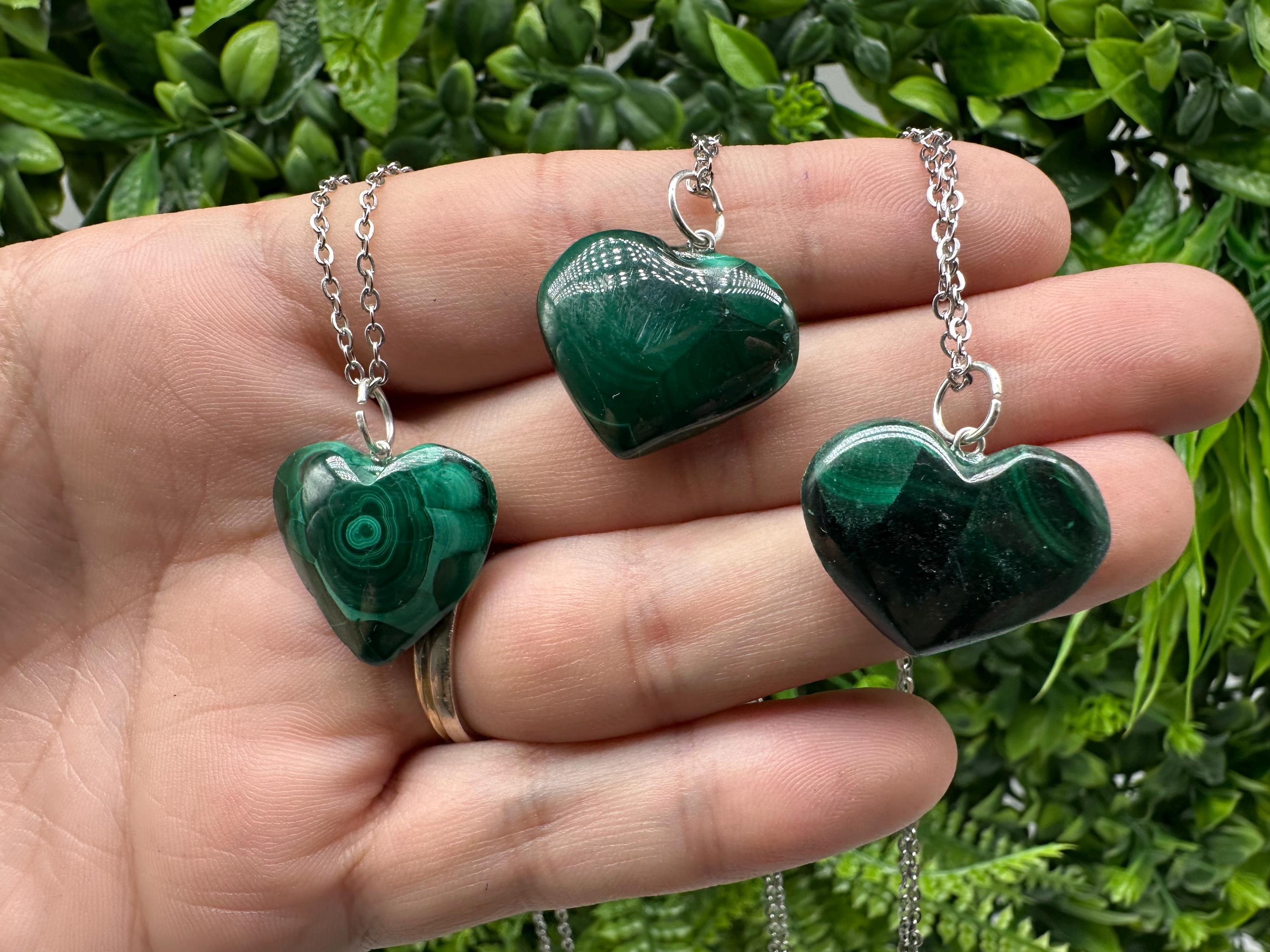 Natural Malachite Heart Bangle: Handmade Stretch Healing Reiki Jewelry