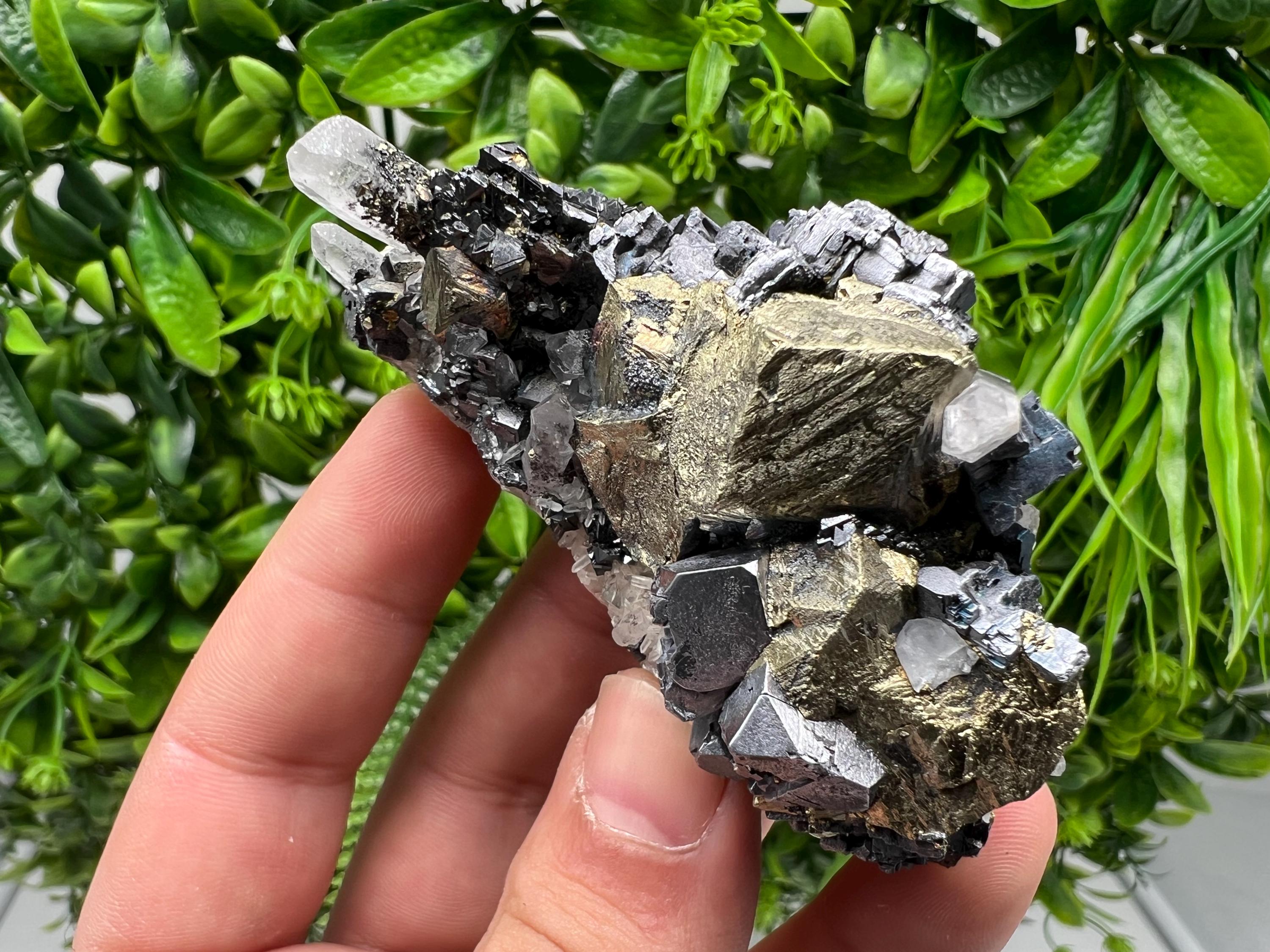 Aesthetic Natural shiny Galena whit Siderite and Quartz from 9 th September mine,Bulgaria,collection specimen,rare galena,Galena cluster