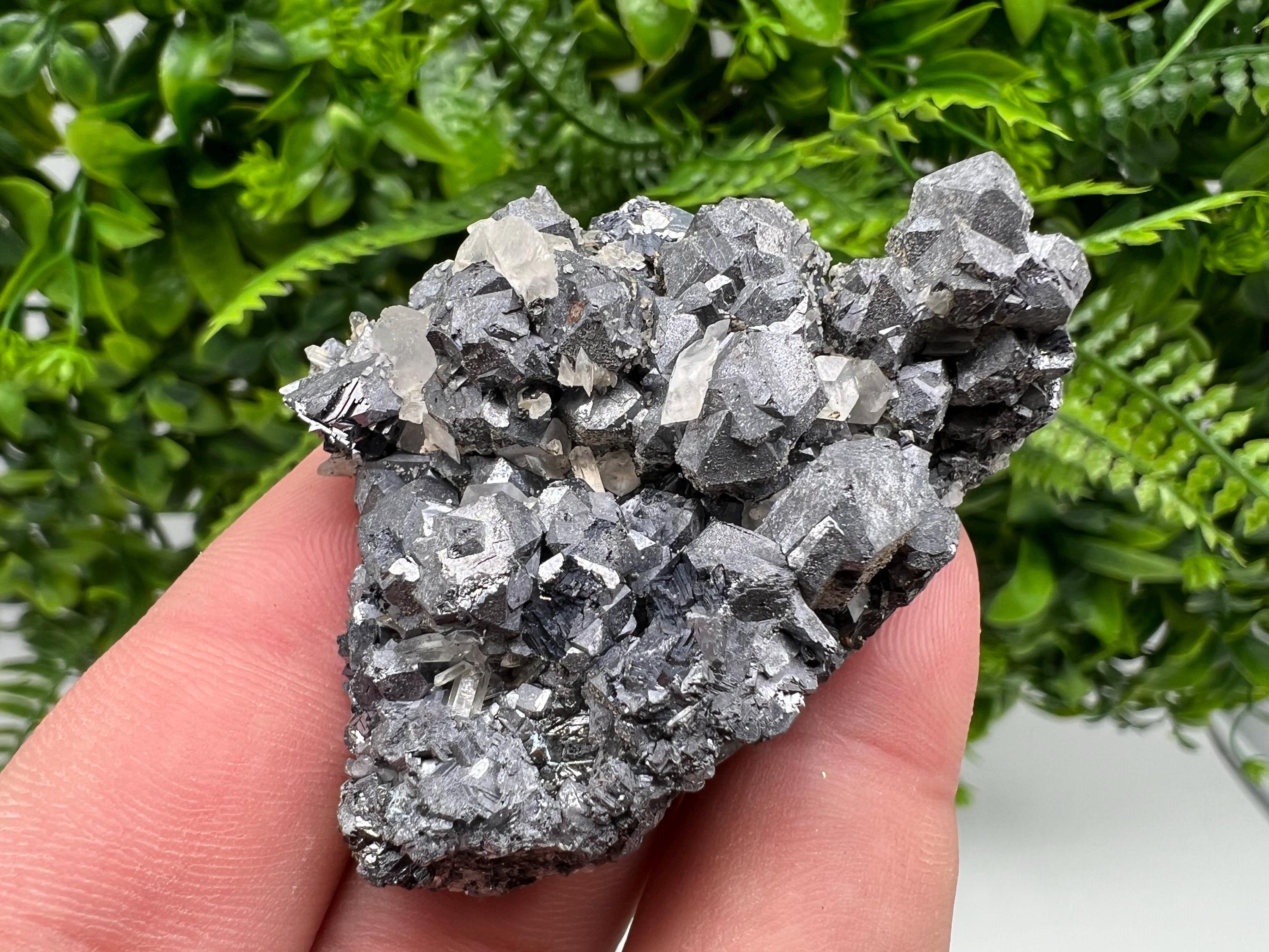 Galena Chalcopyrite Cluster on Calcite Quartz, Bulgaria Mineral Specimen