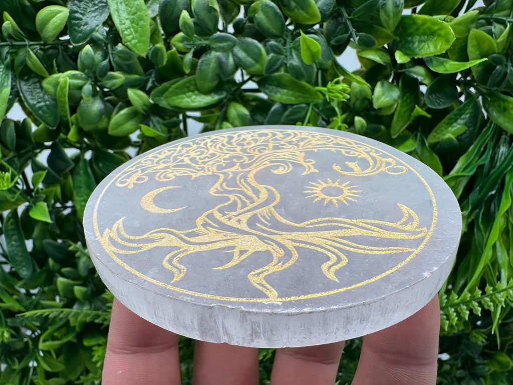 Tree of Life Selenite Plate: Crystal Recharging Station (10/10cm)