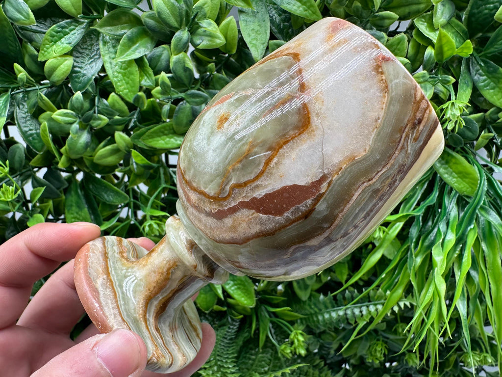 Vintage Onyx Goblet: Natural Stone Wine Cup, Barware