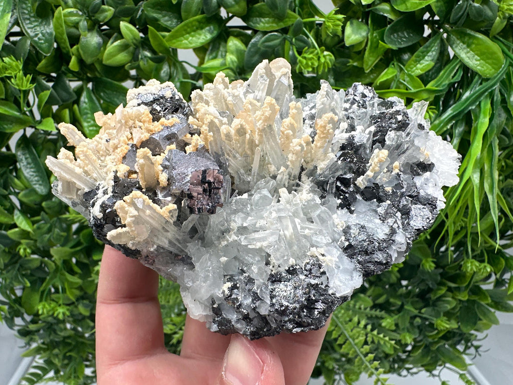 Amazing Galena spinel law on Quartz whit Siderite,from Krushev dol mine,Bulgaria,natural,collection mineral specimen,home decor crystal,souv
