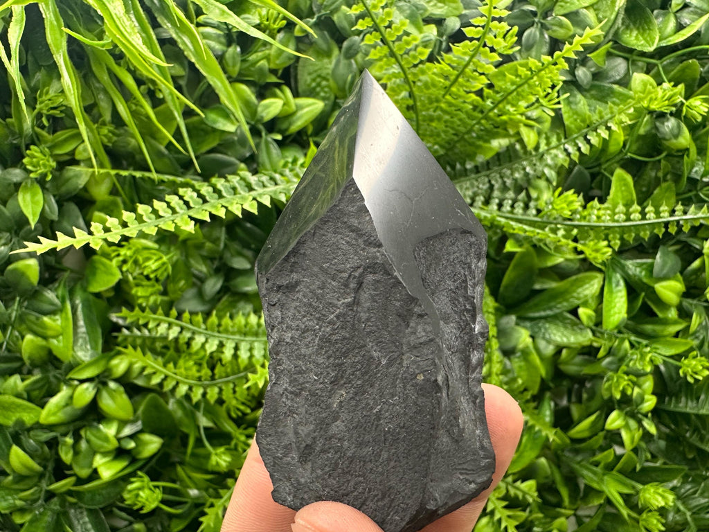 Polished Shungite Crystal Point (7cm): EMF Protection Stone