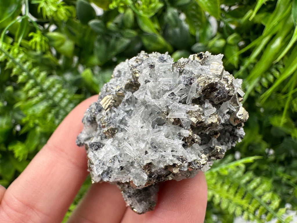 Pyrite on Green Quartz Mineral Specimen, Borieva Mine, Bulgaria