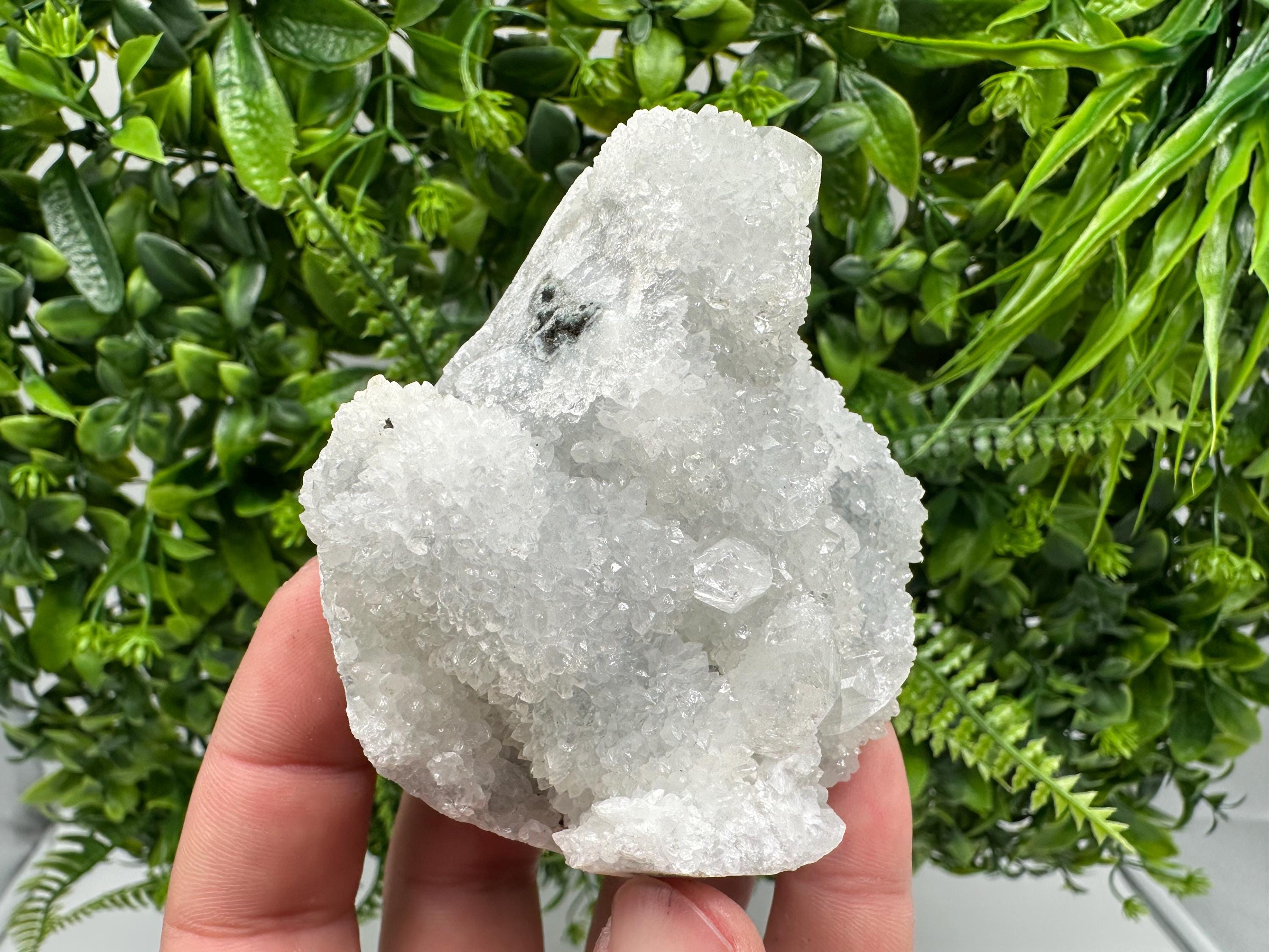 Transparent Apophyllite on Chalcedony, India Mineral Specimen