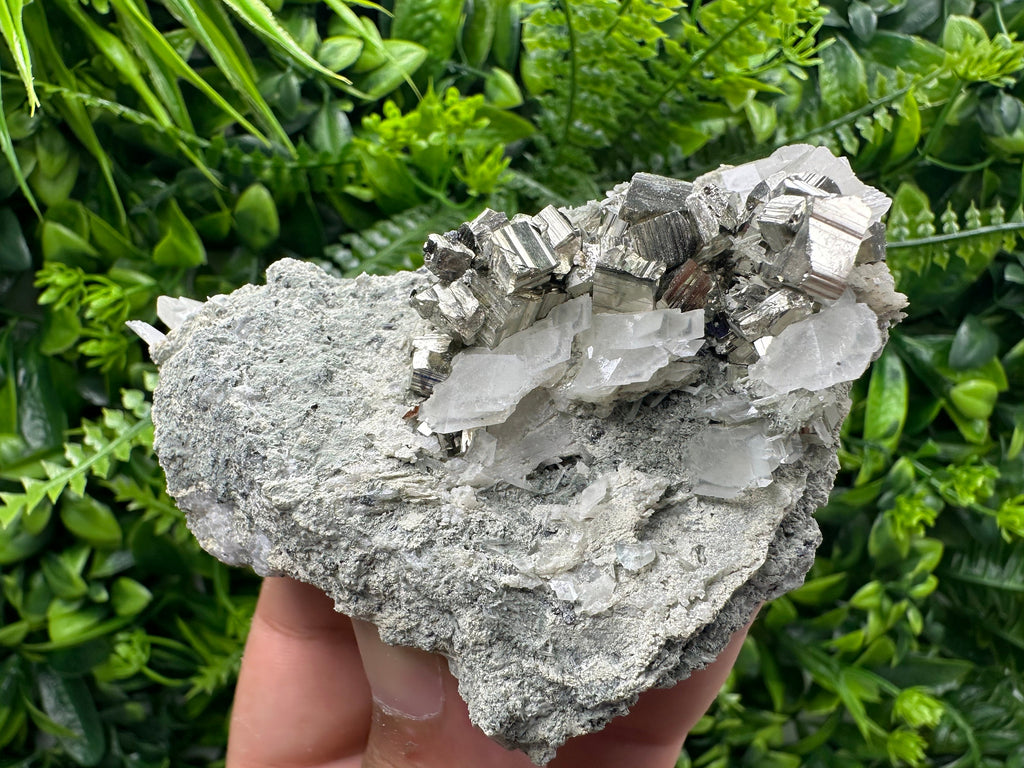 Pyrite Calcite on Matrix, Bulgaria Mineral Specimen, Home Decor Stone