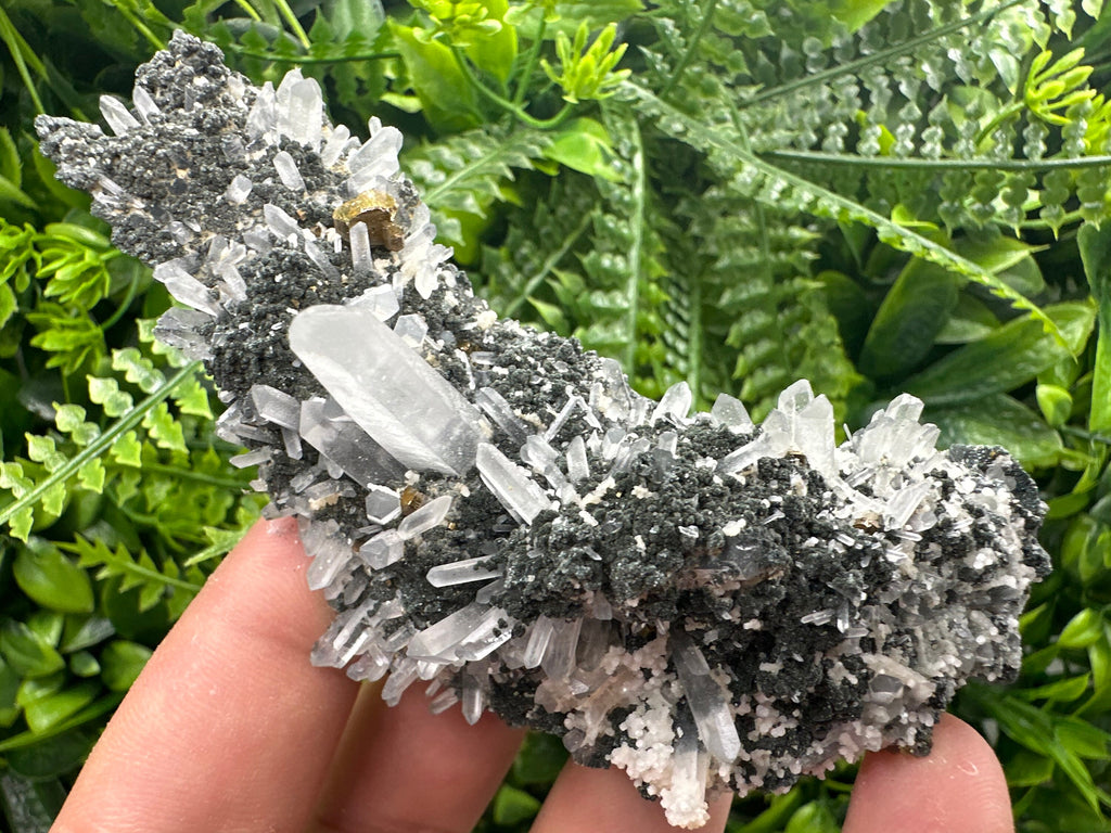 Quartz with Calcite and Chlorite: Borieva Mine Crystal Souvenir