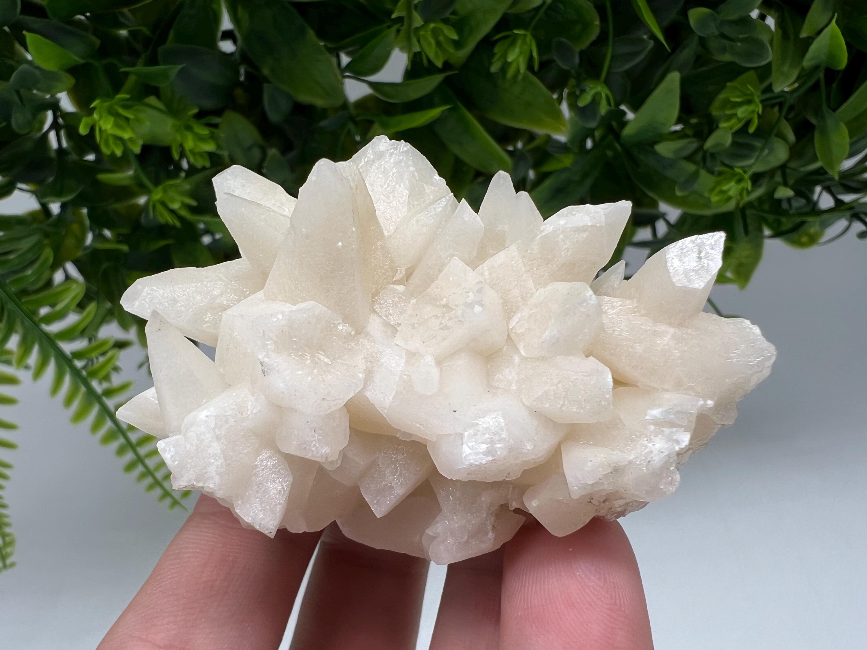 Calcite on Green Quartz: Djurcovo Mine, Bulgaria Healing Crystal