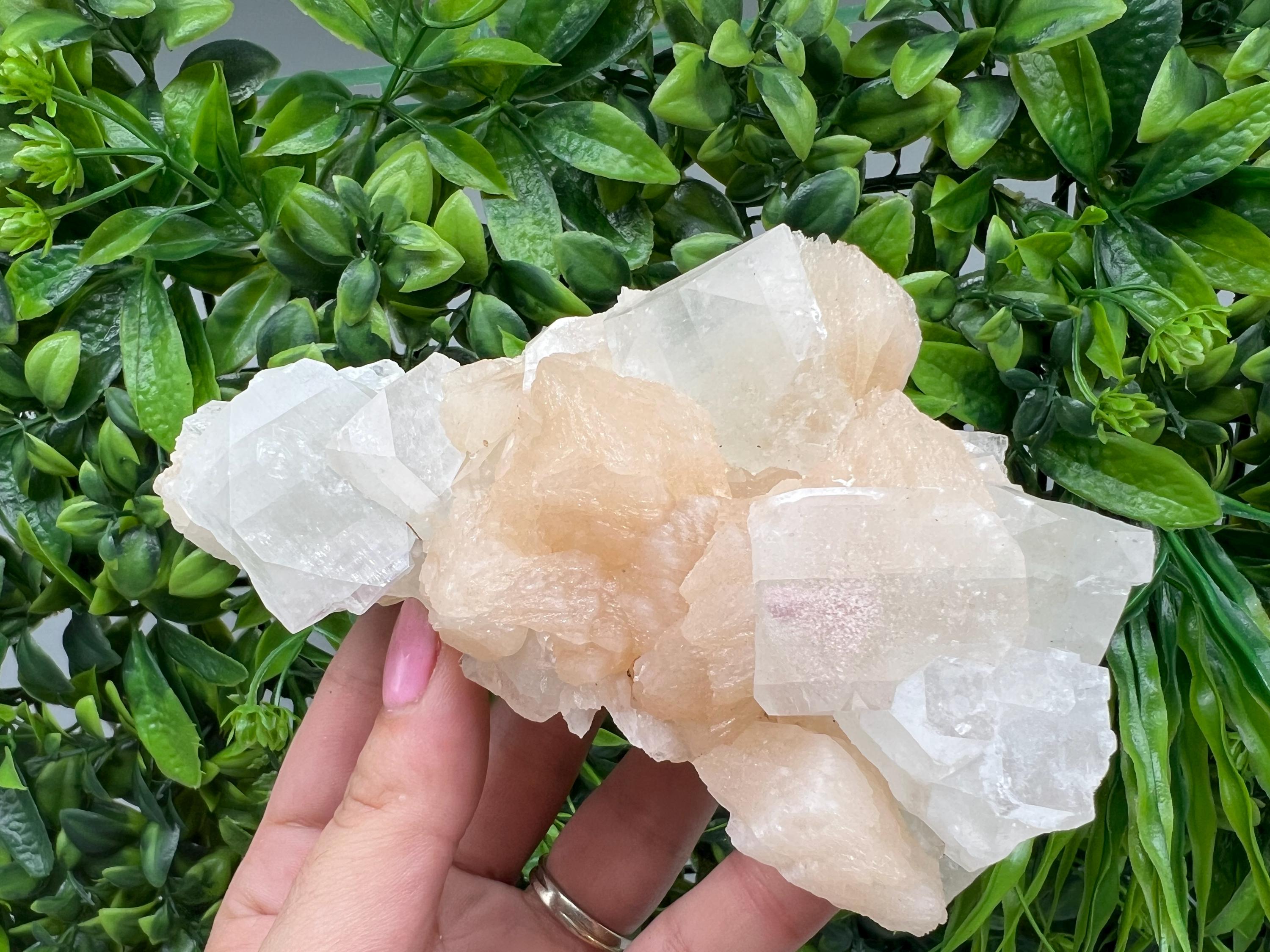 Apophyllite Stilbite on Chalcedony: Natural Mineral Specimen, India
