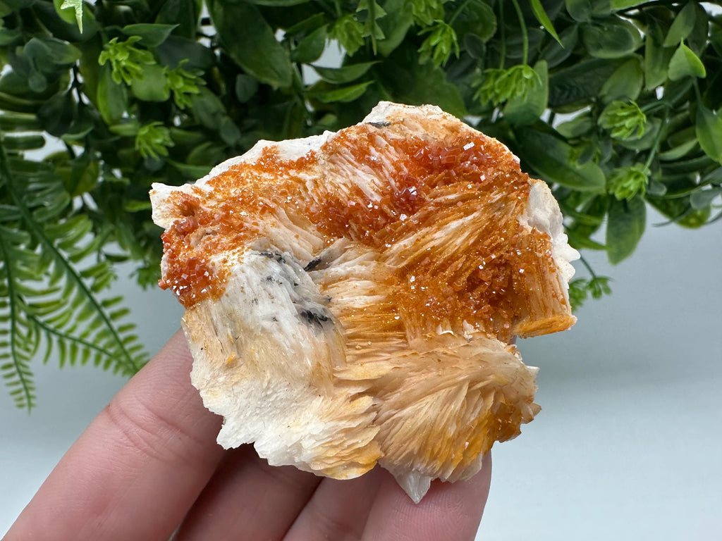 Red Vanadinite on Barite Crystal Specimen, Moroccan Mineral Cluster