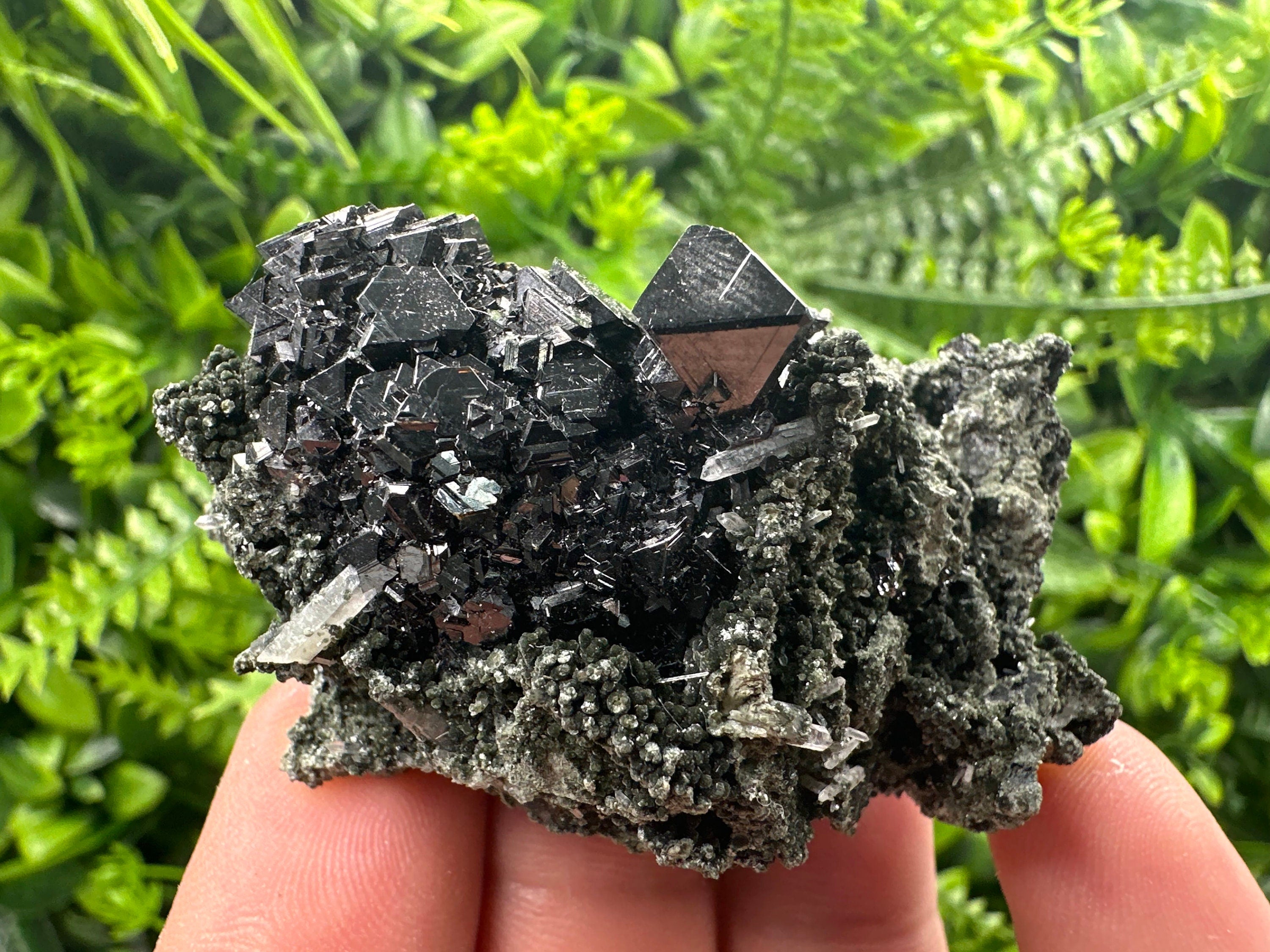 Sphalerite on Quartz Cluster, Bulgaria Mineral Specimen