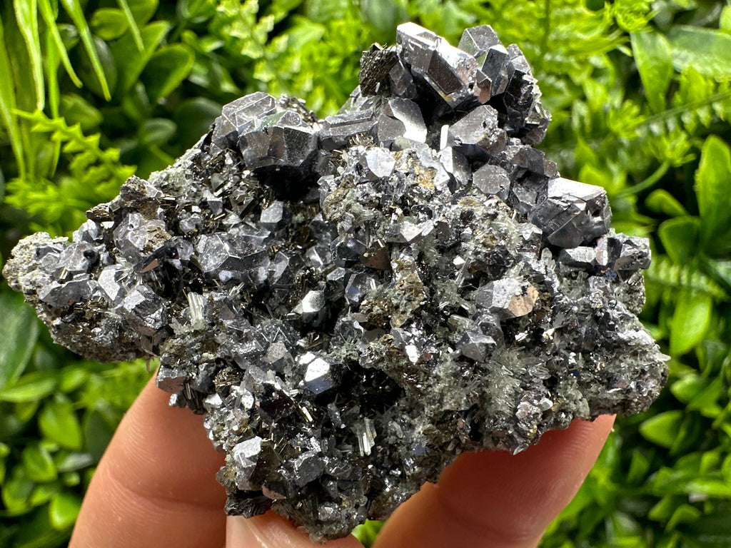 Skeletal Galena on Needle Quartz, Borieva Mine, Bulgaria