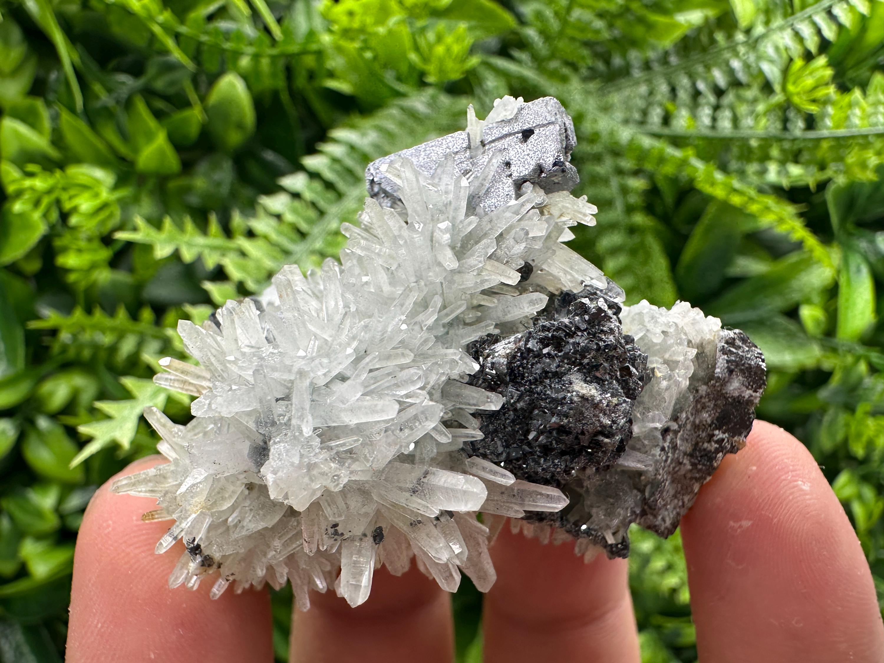 Skeleton Galena, Sphalerite on Quartz Cluster, Bulgaria Mineral Specimen